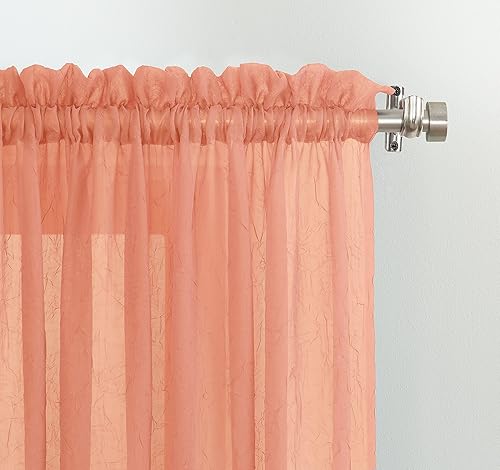 Miniatura 2 de No.918 Erica Collection - Voile, textura triturada, 51 x 95 pulgadas, color coral