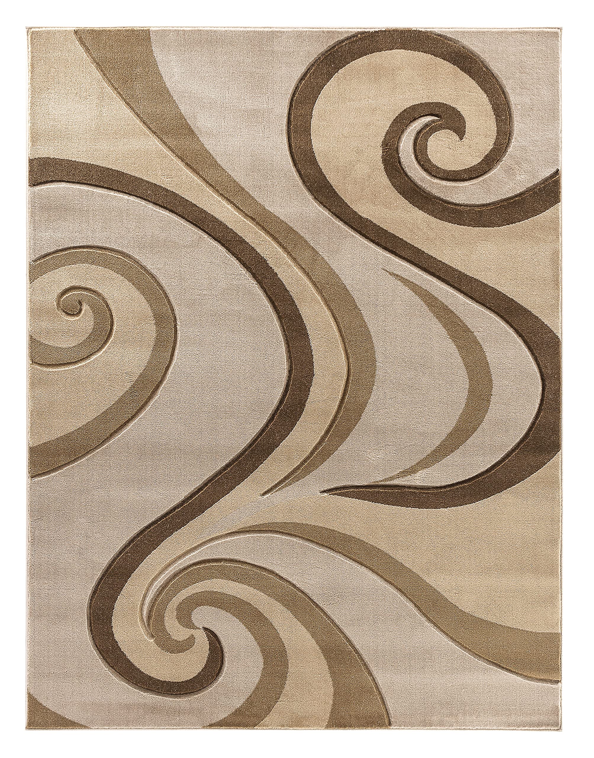 Home Must Haves Beige Swirls HandCarved Abstract Soft Premium Modern