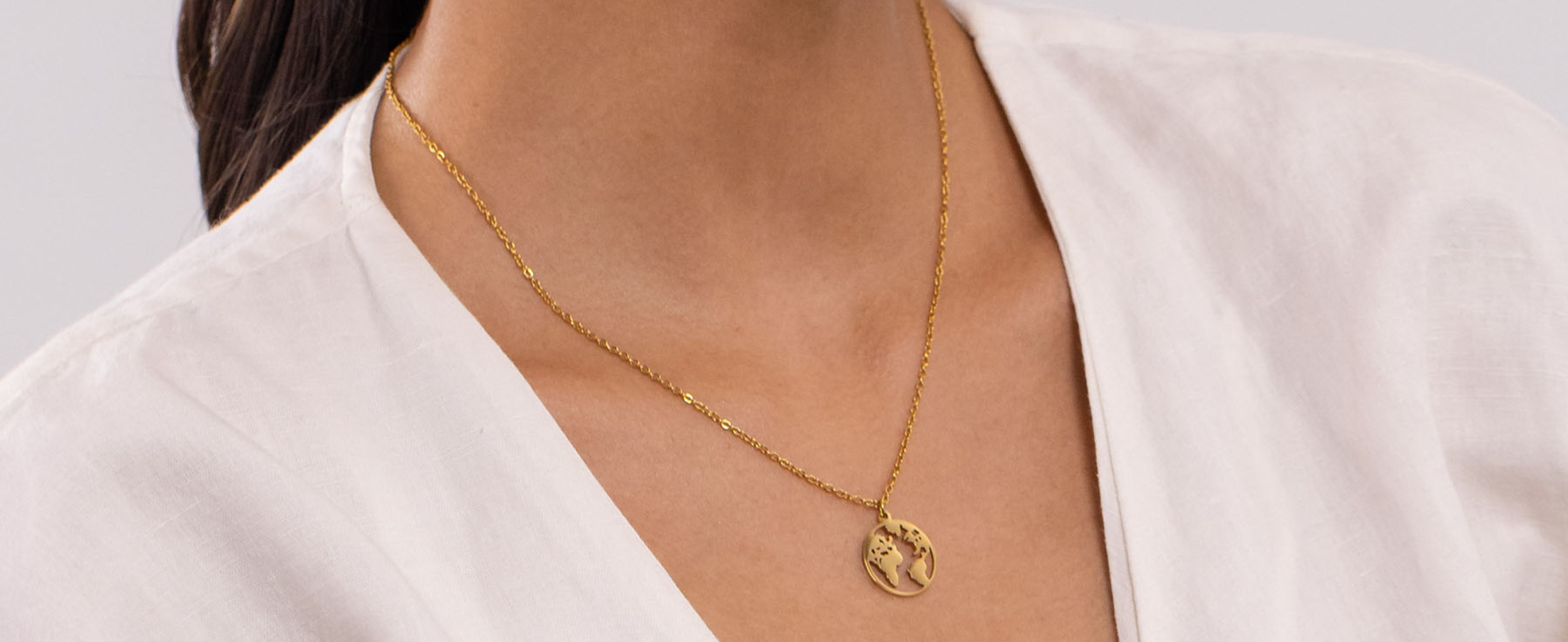 PURELEI® Collana con mappa del mondo (oro e oro rosa) con | FindTheDeal