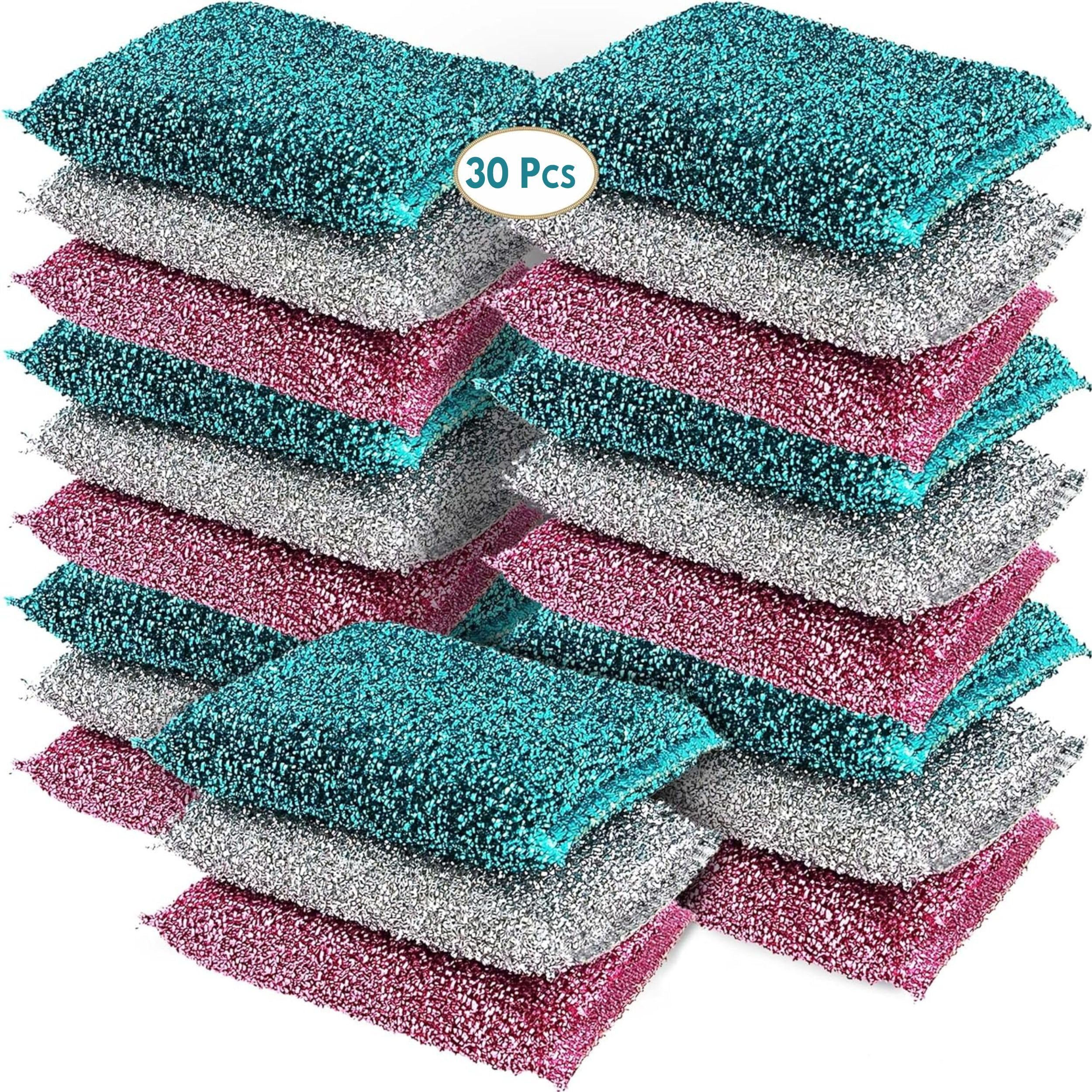 Sponges for Kitchen (30 Pcs Pack) - Non Scratch Scrubbers for Cleaning Dishes - Best Dish Sponge Scrub Pads for Dishwashing & Washing - Household