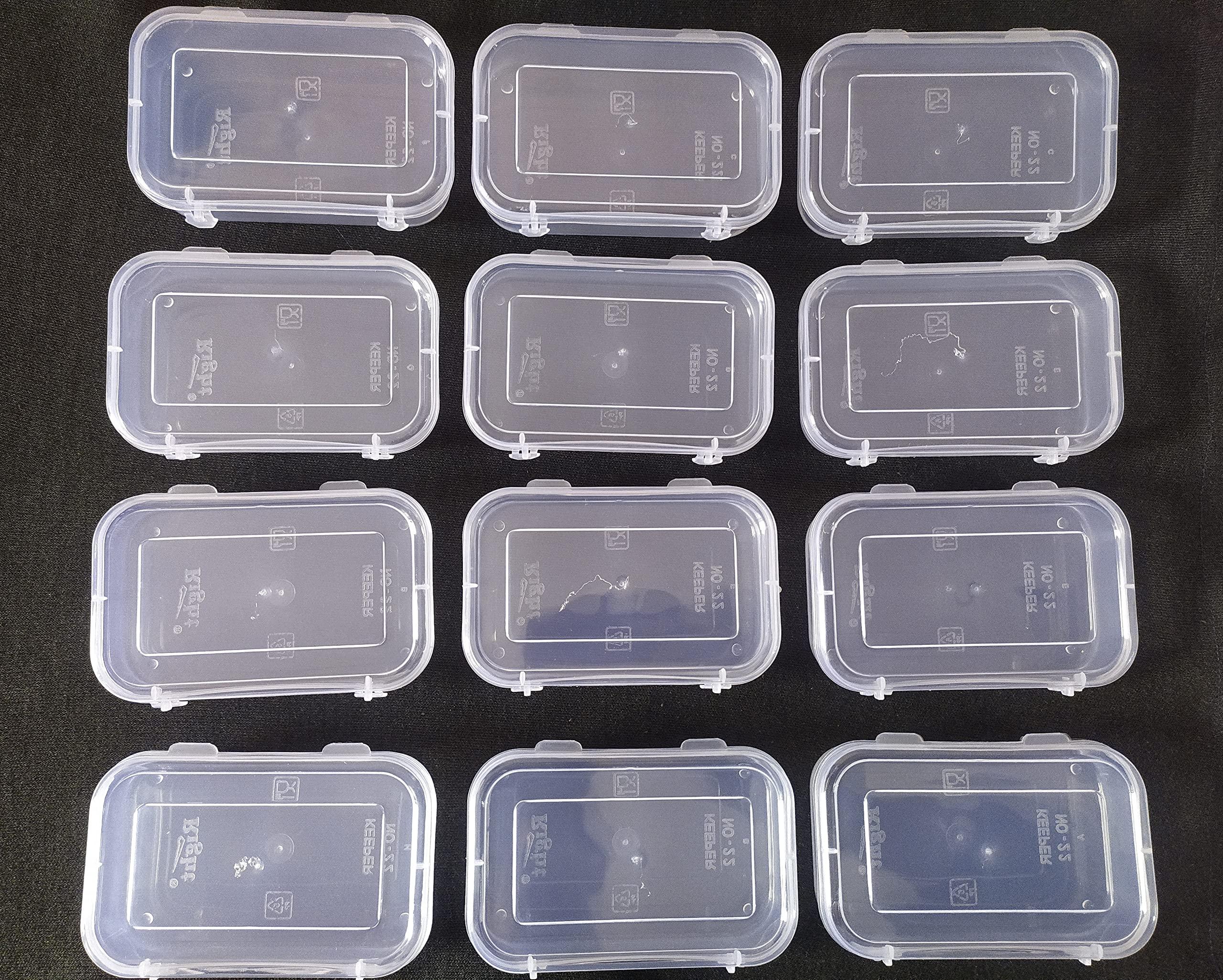 R.P.S Traders Small Containers Plastic Clear Storage Boxes with Double Lock Lid 50 ml (Pack of 12) (Size = 10 x 7 cm)