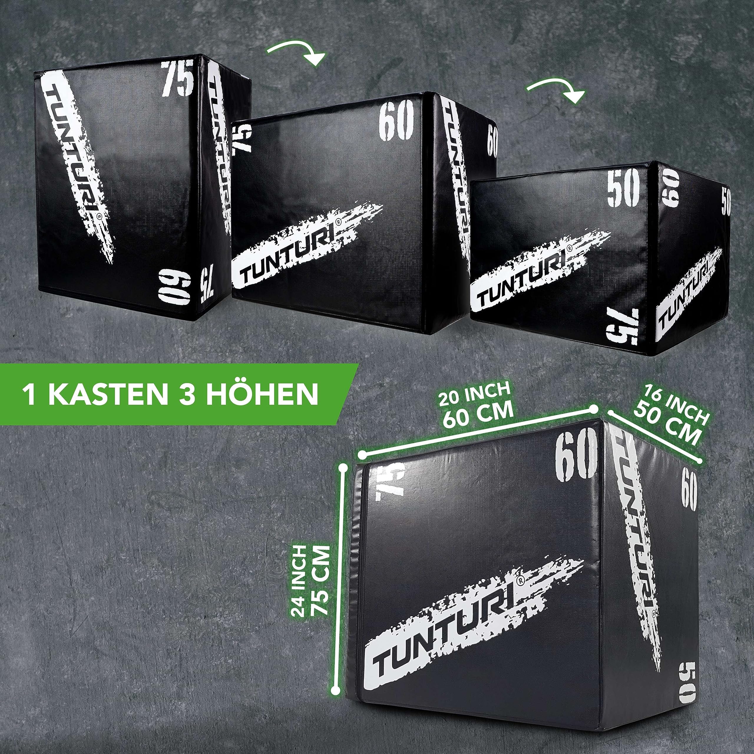 Tunturi Plyo Box, Soft Plyometric Box, Fitnessbox, 40 x 50 x 60 cm, Holz mit Eva