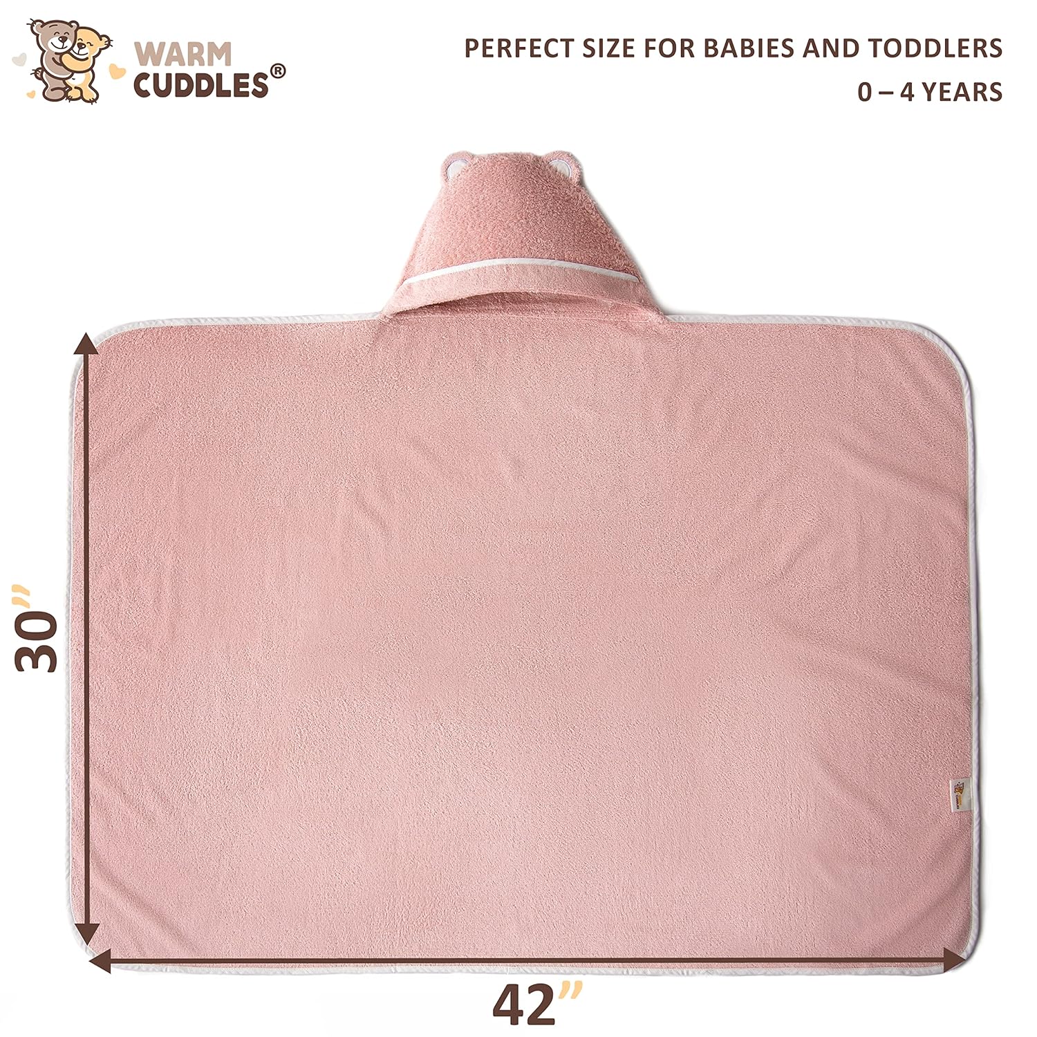 Premium Toddler Towels with Hood | Rayon Made from Bamboo Toddler Bath Towel | Large Hooded Towels for Toddlers | Toddler Towels for Girl Boy (Pink)
