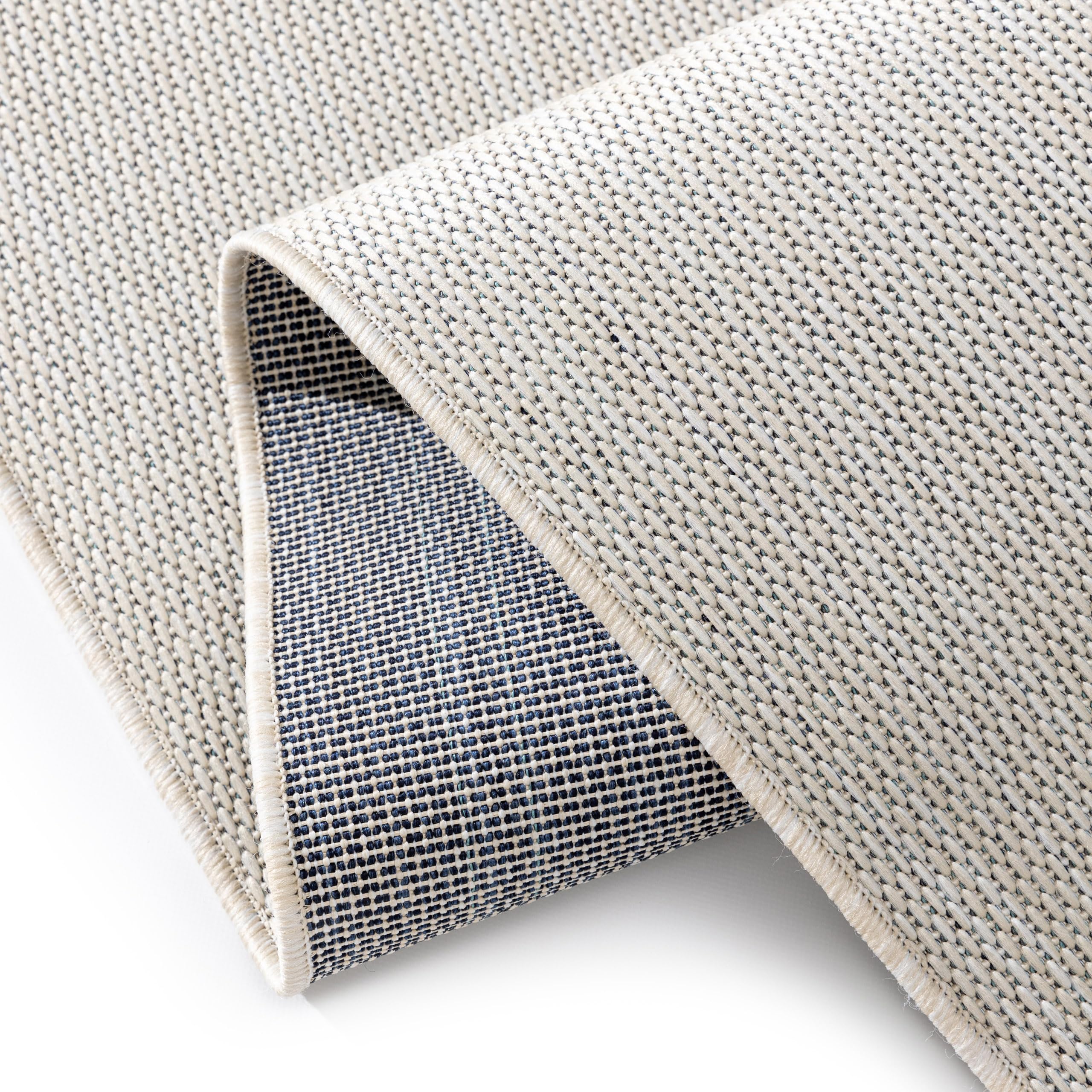 Interiyou Tapis extérieur Lome - 160x230 Blanc - Motifs géométriques - Résistant aux UV pour Balcon, terrasse, Jardin ou Cuisine - Structure Plat - pour d'entrée intérieur, Chambre, Salon, Bureau