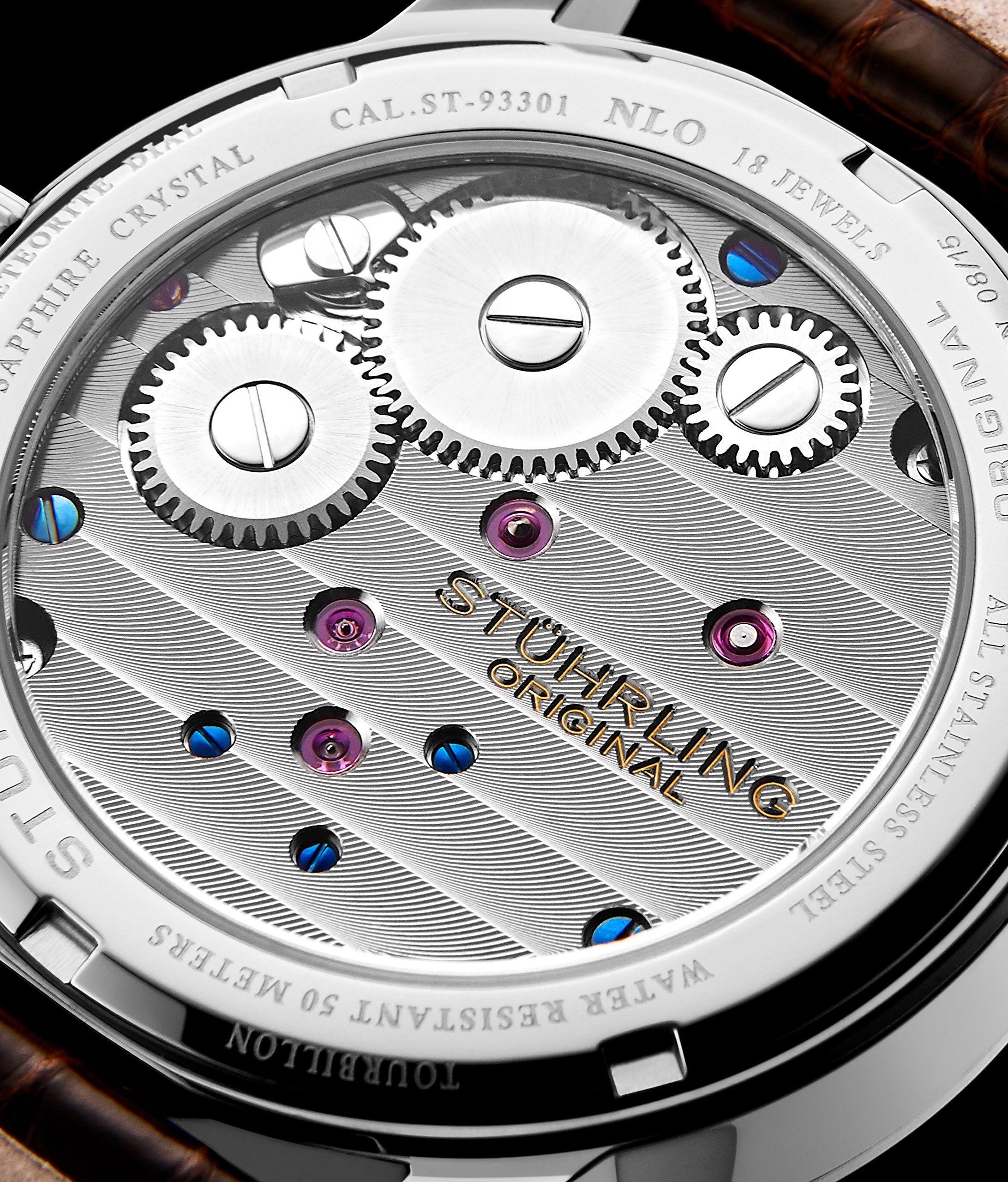Stuhrling Original Mens Mechanical Tourbillon Watch Grey Meteorite