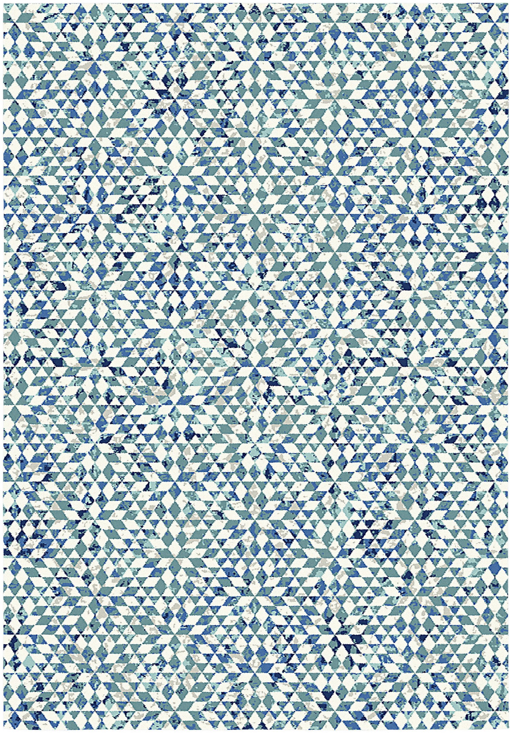 Aspect KALEIDO Vintage Geometric Pattern Area Rug (Blue/Cream, 120x170cm)