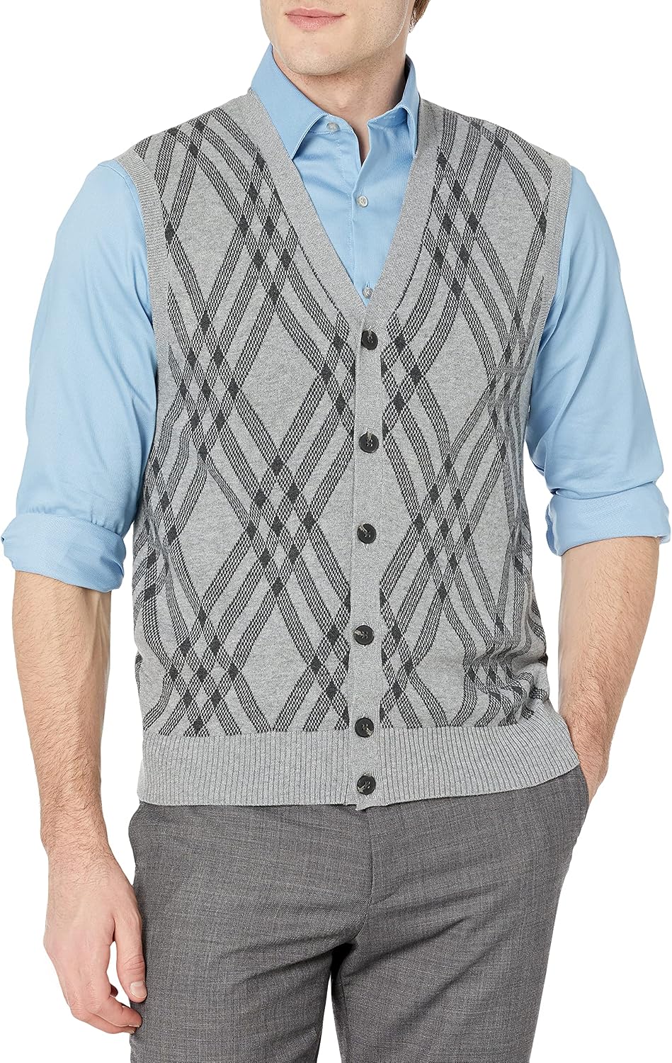 Haggar Men's Exploded Argyle Button 