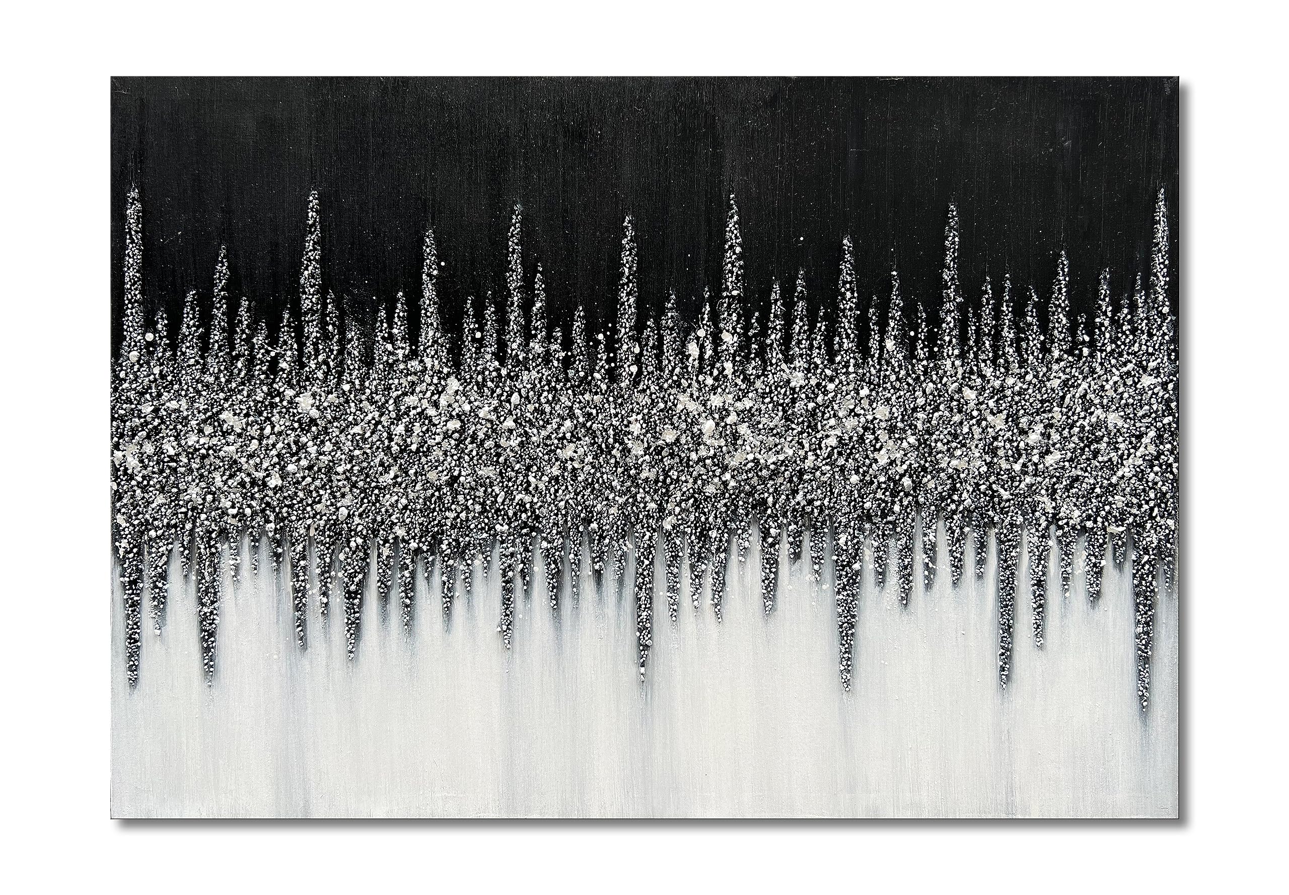 Limiyer Art 28x40 inch Hand-Painted Black and Silver Wall Art Textured oil on Canvas Modern Abstract Wall art Home Decor