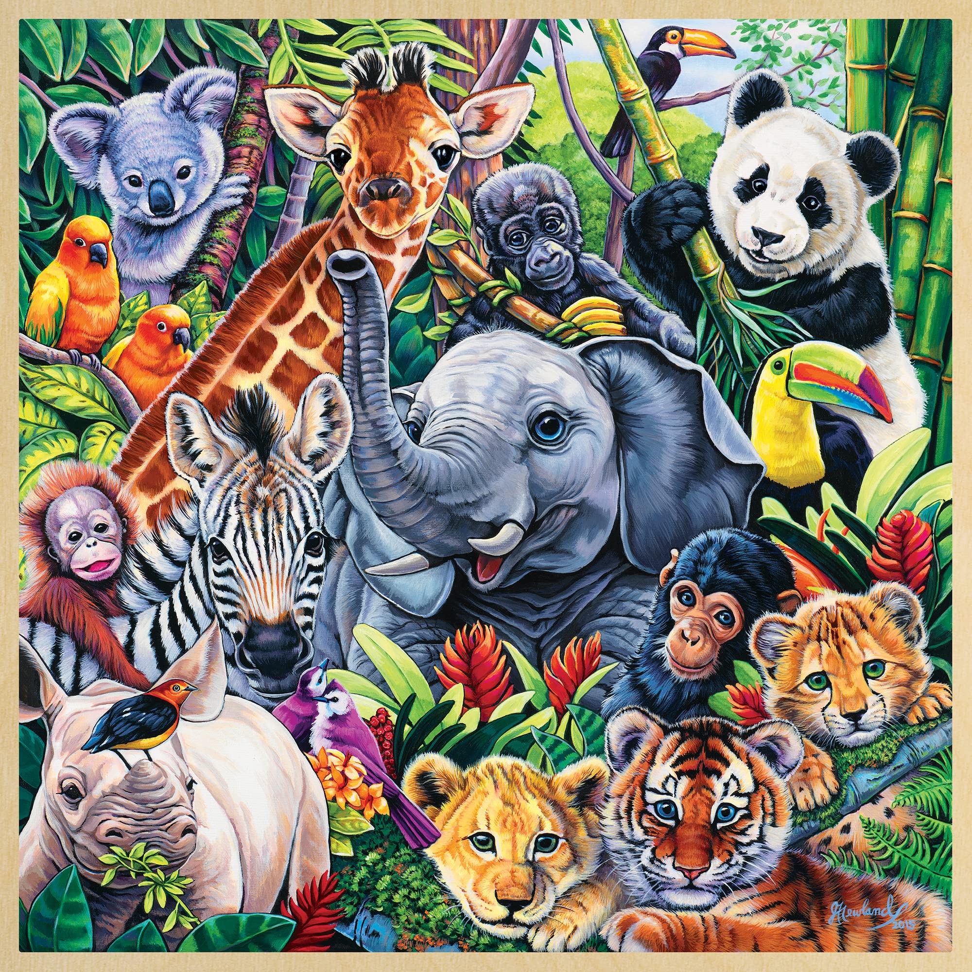 Masterpieces 48 Piece Fun Facts Jigsaw Puzzle for Kids - Safari Friends Wood Puzzle - 12"x12" - Image 2