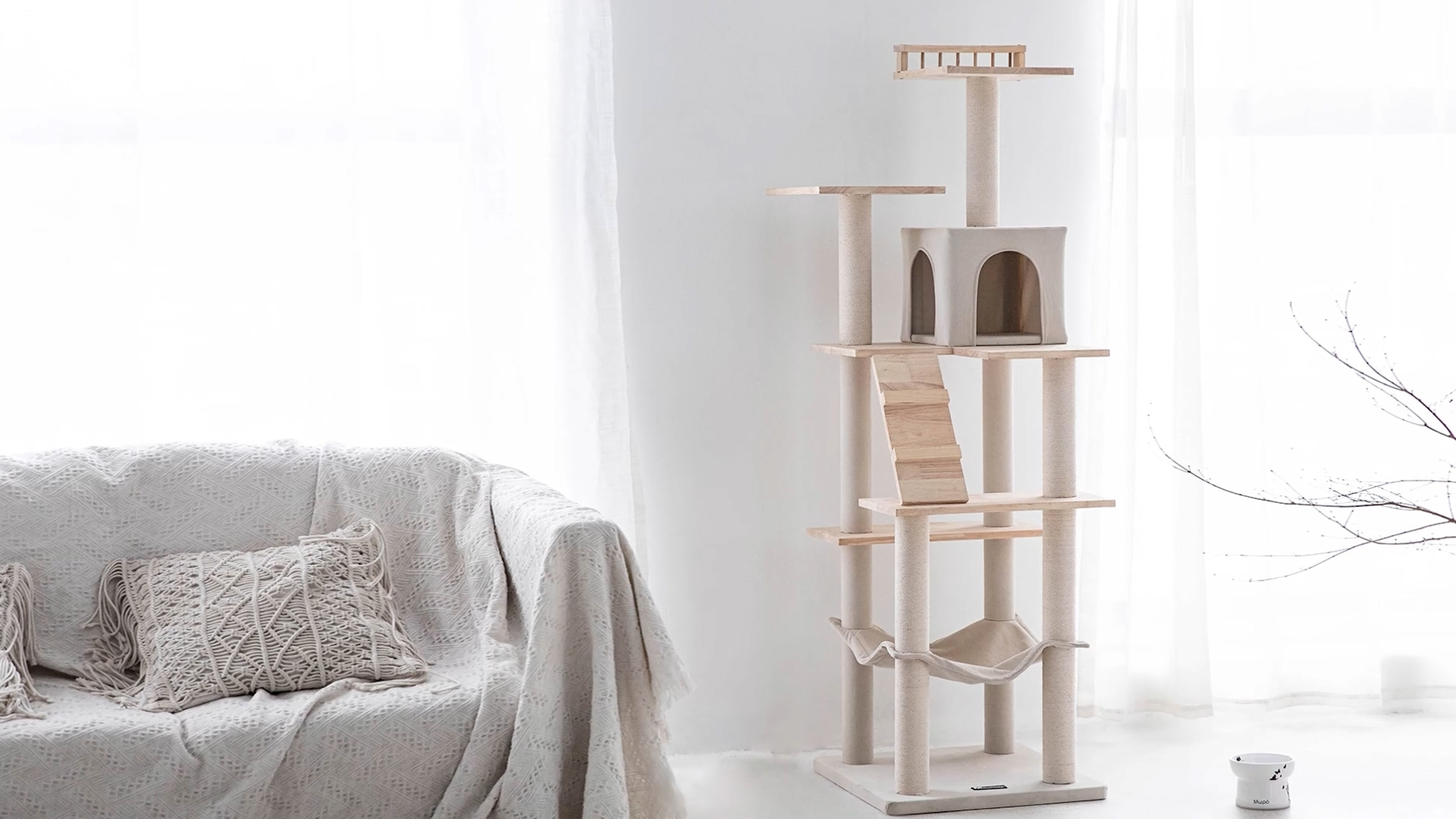 Amazon | Mwpo キャットタワー 木製 キャットタワー シンプル 自然 