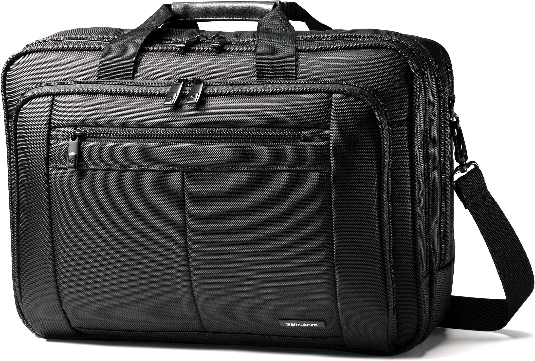 Classic Multi Gusset Toploader Briefcase, Black, Triple Gusset 15.6-Inch