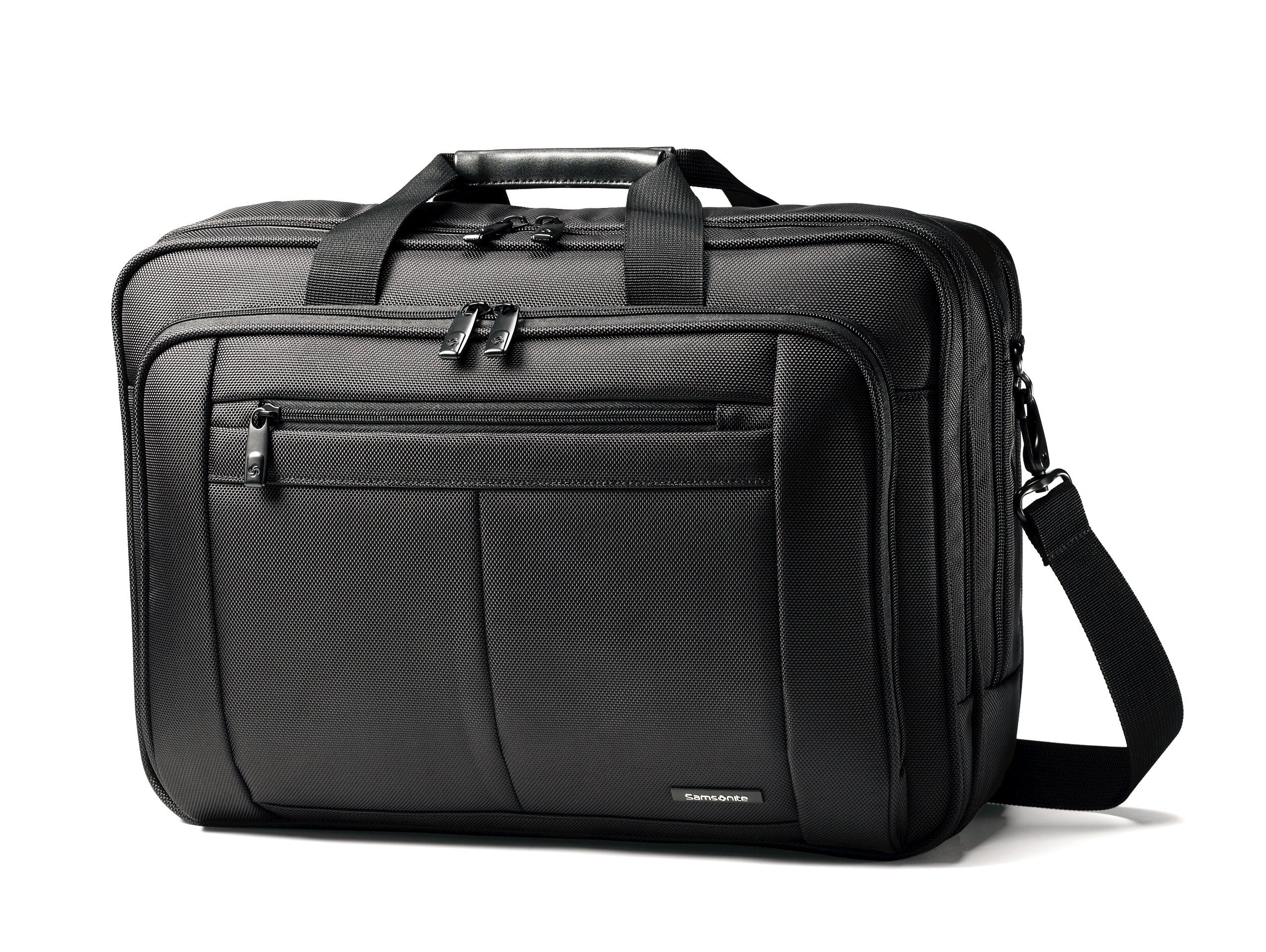 Classic Multi Gusset Toploader Briefcase, Black, Triple Gusset 15.6-Inch