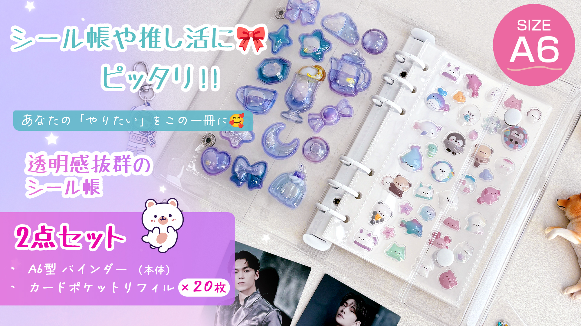 Amazon.co.jp: GOKEI シール帳 A6 クリアバインダー【バインダー ×1個
