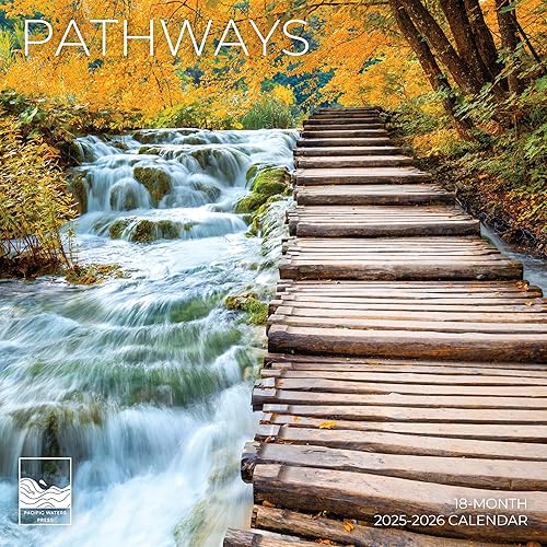 Calendario de pared Pathways de julio de 2025 a diciembre 2026 de 18 meses  12 x 24 pulgadas abierto  Calendario de naturaleza para regalo 2026