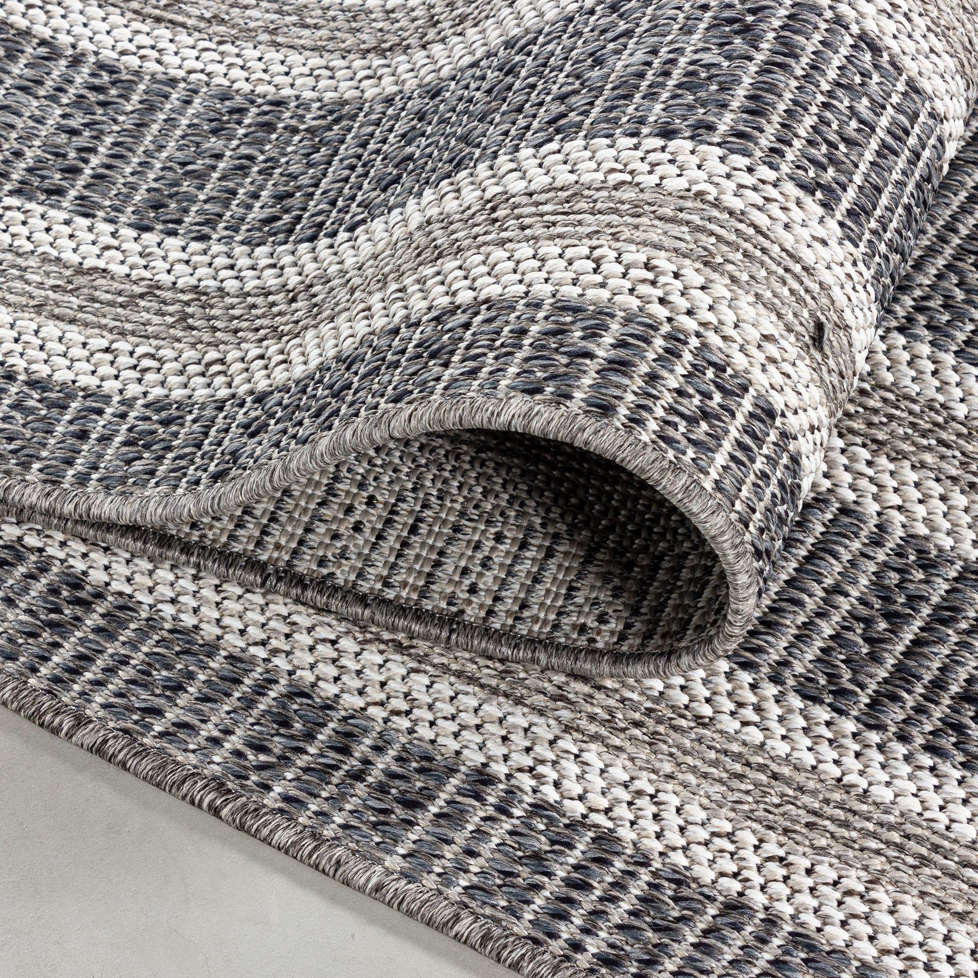 Carpetsale24 Alfombra de Exterior, Color Gris, diseño de Borde, 110118, Alfombra Rectangular, Alfombras para terraza-balcón-jardín o Cocina, 160 x 230 cm