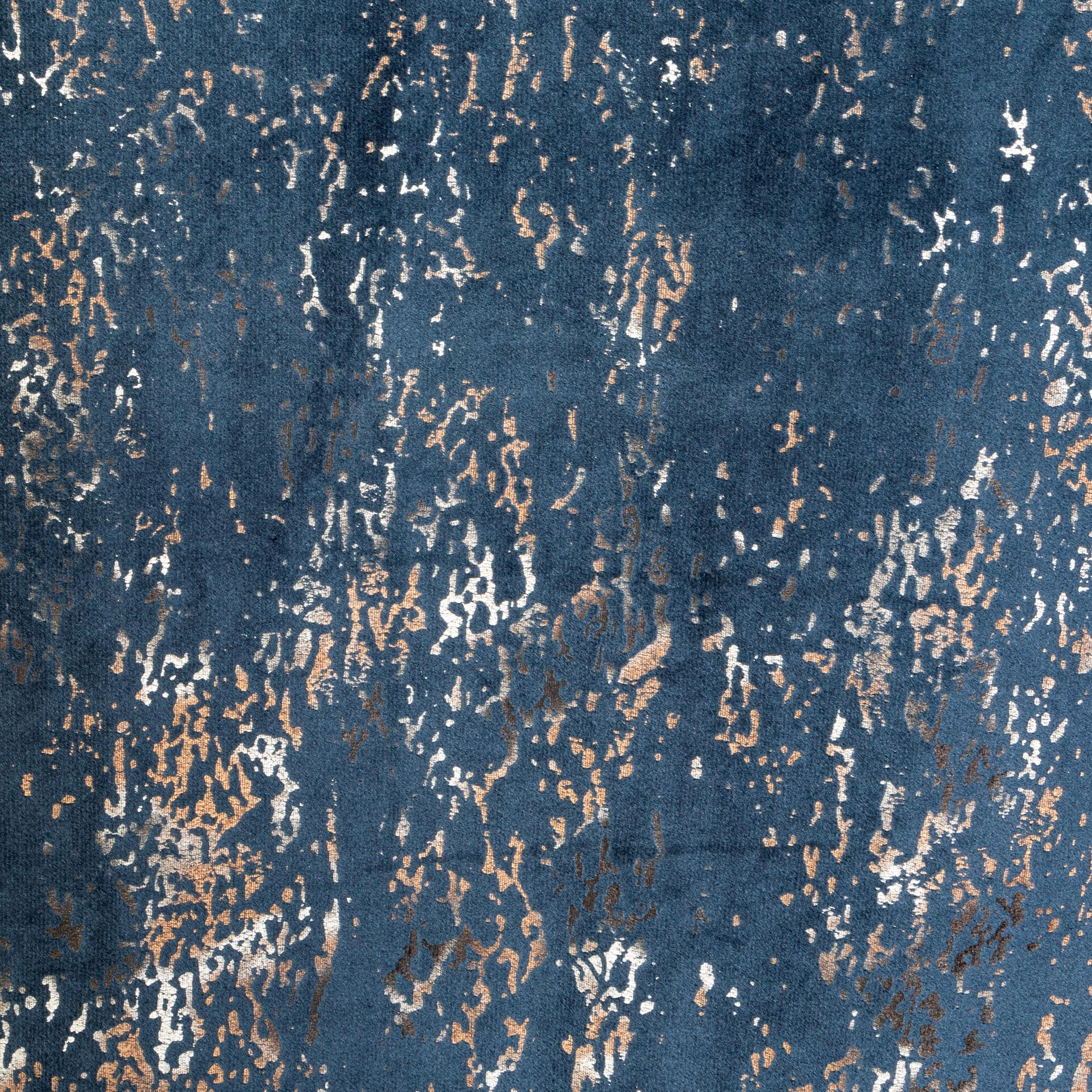 Eurofirany MIRELA Rideau en Velours avec Galon fronceur, 1 pièce, Motif doré, occultant, Glamour, élégant pour Salon, Chambre à Coucher, 140 x 270 cm, Bleu foncé