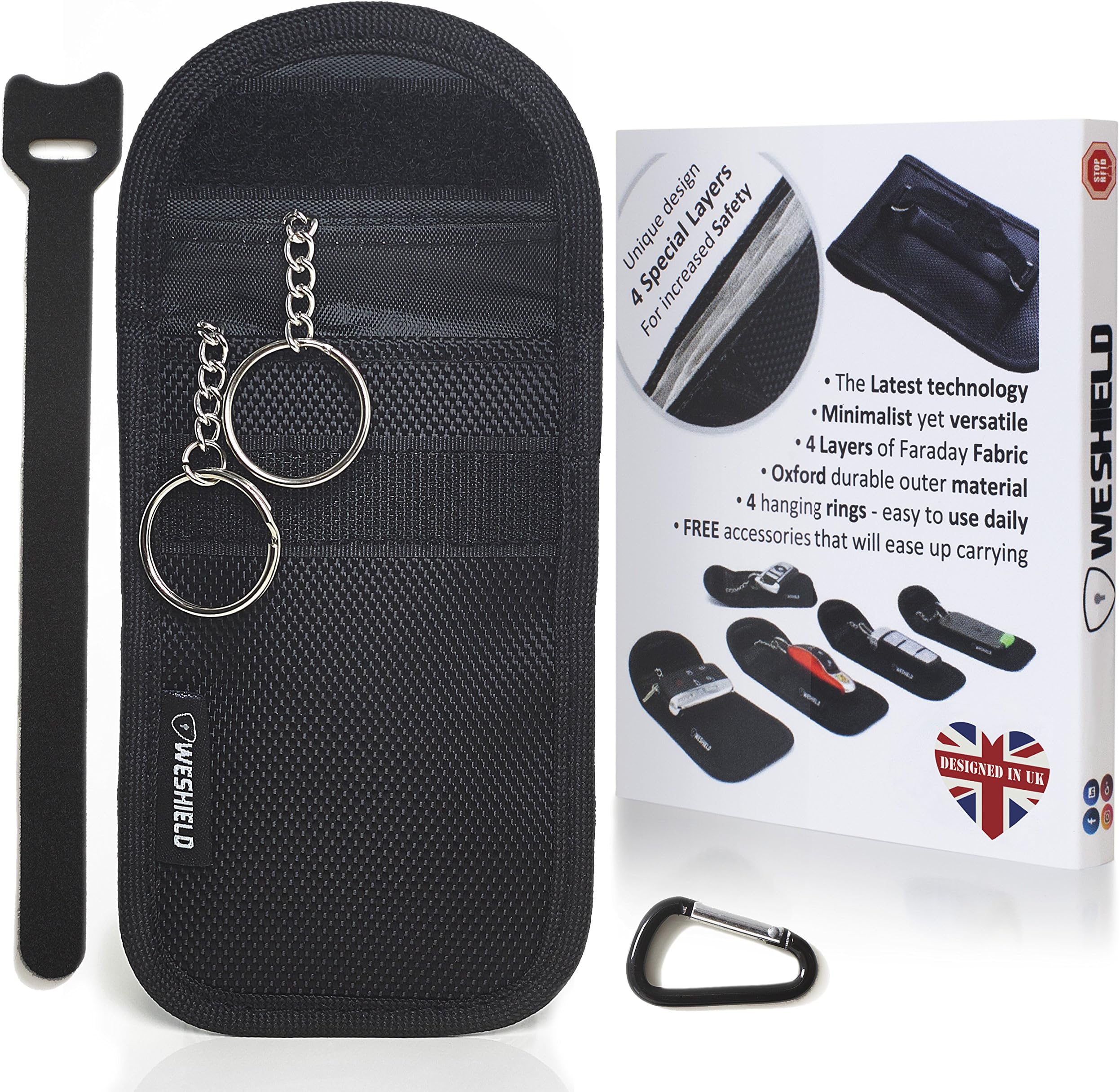 WeShield® Faraday Bag for Car Keys - Signal Blocker Pouch With 4 Faraday Layers Premium Safe Pouch for Keyless Entry Cars - Advanced Anti Theft Faraday Key Fob Shield