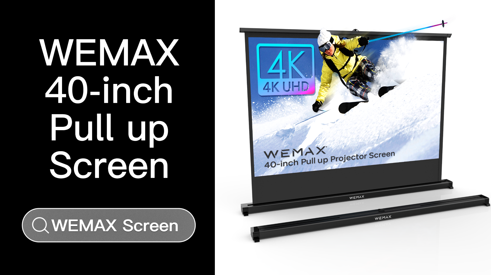 4:3 16:9 Format Screen Portable Tabletop Projector Screen 30" 40" 50 ...