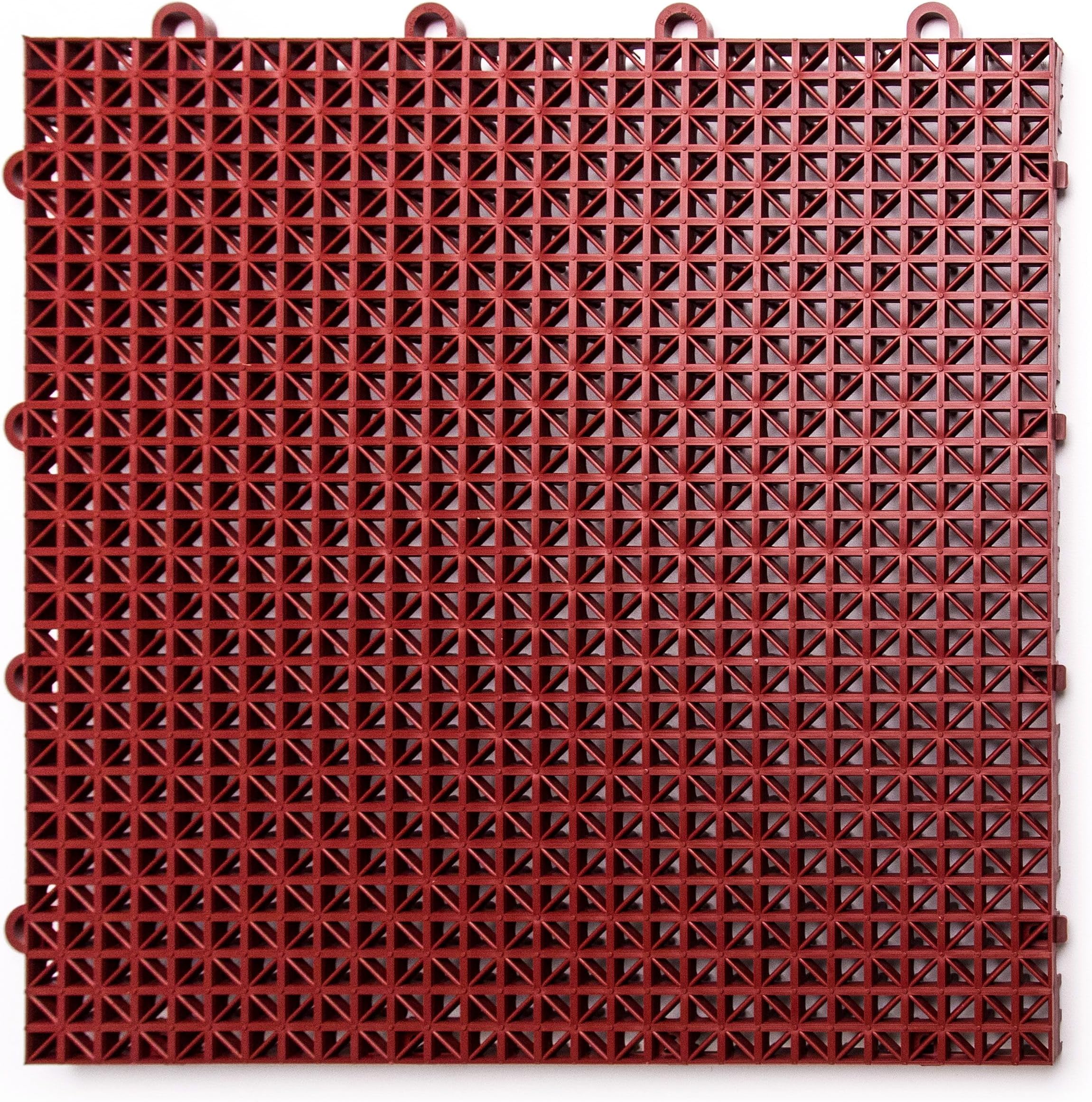 DuraGrid Outdoor Modular Deck Tiles, Interlocking, Slip-Resistant, Self-Draining, Durable Plastic Flooring, Easy Install, UV & Water Resistant, Made in USA, 40 Pack, Brick Red