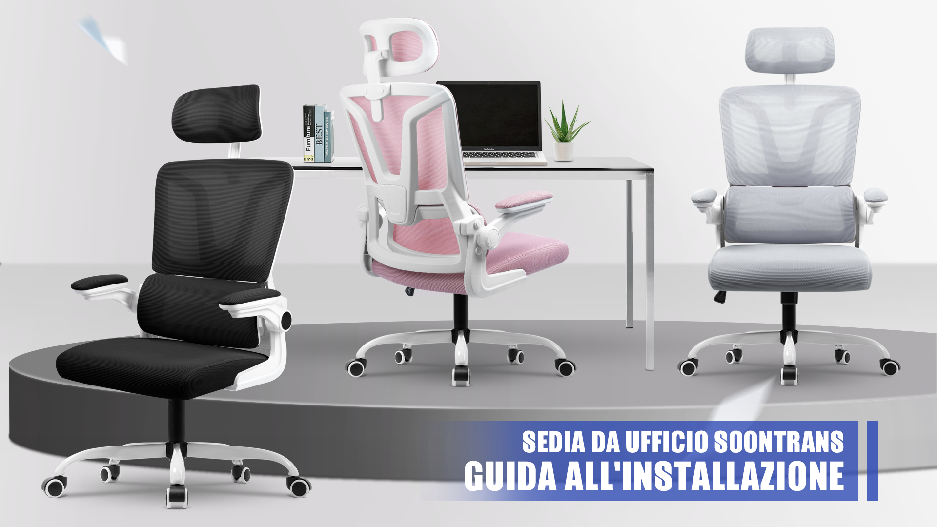 Soontrans Sedia da Scrivania Ergonomica con Cuscino Lombare e