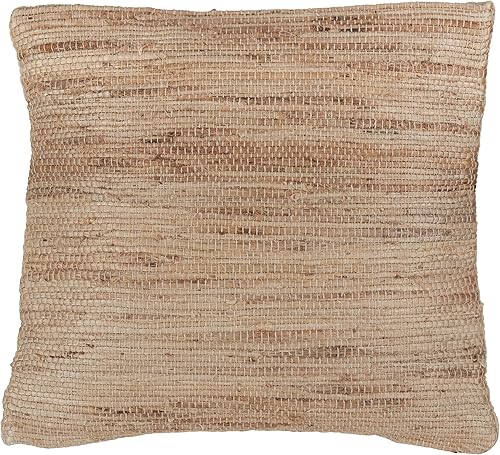 Miniatura 1 de SARO LIFESTYLE Chindi Collection - Almohada de yute rellena de plumón, 18 pulgadas, natural