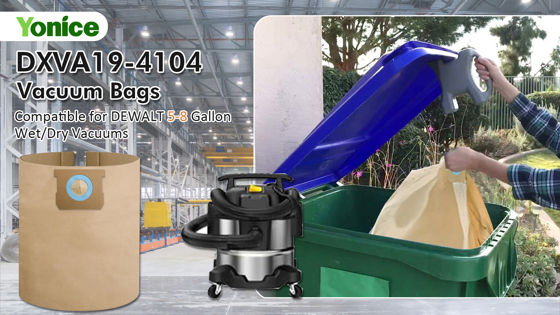 ウォッシュパック DXVA19-4104 Vacuum Bags Compatible with DEWALT, DXV05P, DXV05S