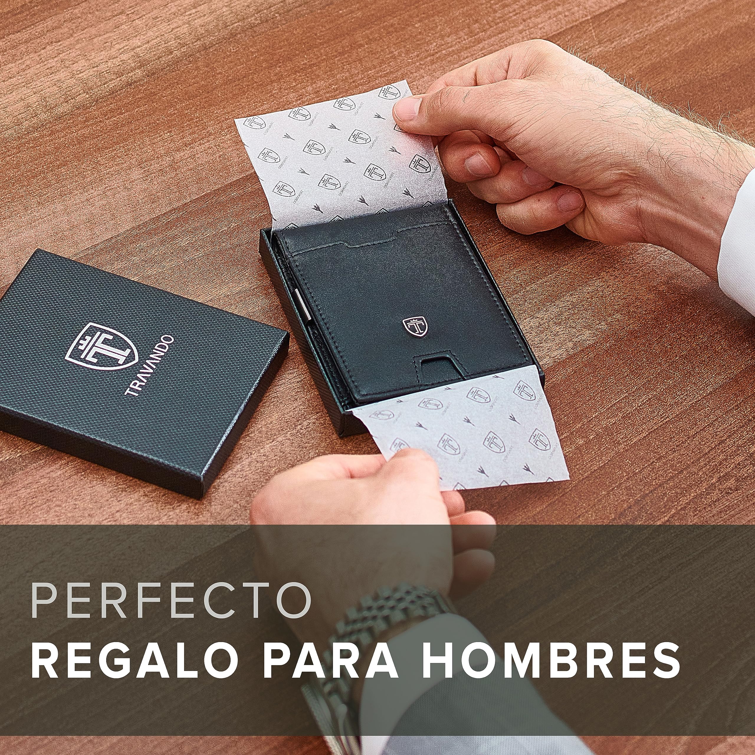 TRAVANDO Cartera con Pinza para Billetes London Bloqueo RFID - Tarjetero Hombre Slim - Billetero