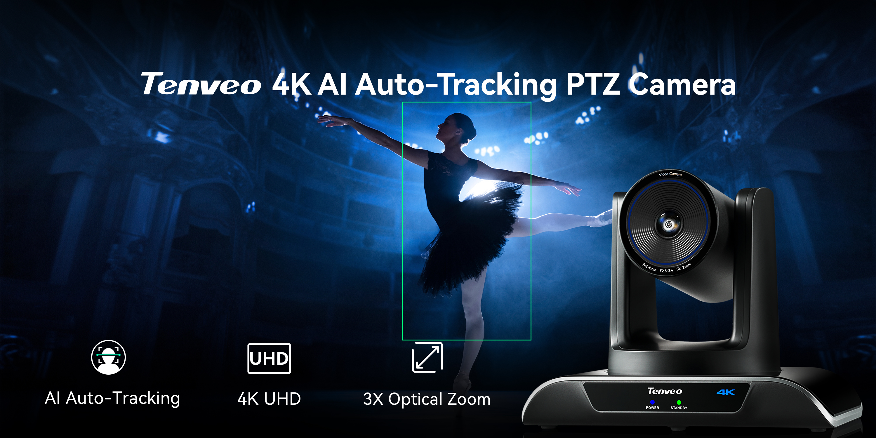Amazon.com: Tenveo 4K AI Auto-Tracking PTZ Camera 3X Optical Zoom