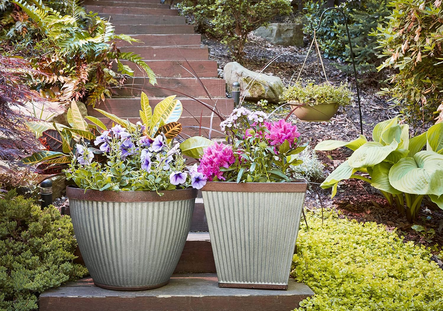 Southern Patio 16" Rustic Resin Faux Galvanized Square Planter