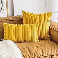 Vista 352 de UGASA - Juego de 2 fundas de almohada de terciopelo a rayas, funda decorativa para cojín con cremallera oculta para el hogar, sofá, dormitorio