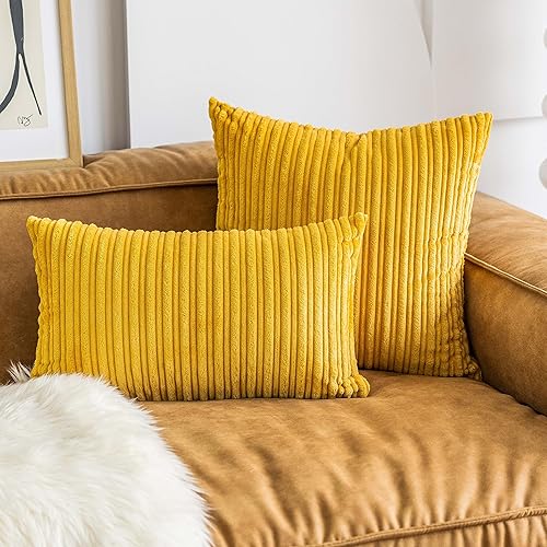 Miniatura 352 de UGASA - Juego de 2 fundas de almohada de terciopelo a rayas, funda decorativa para cojín con cremallera oculta para el hogar, sofá, dormitorio,