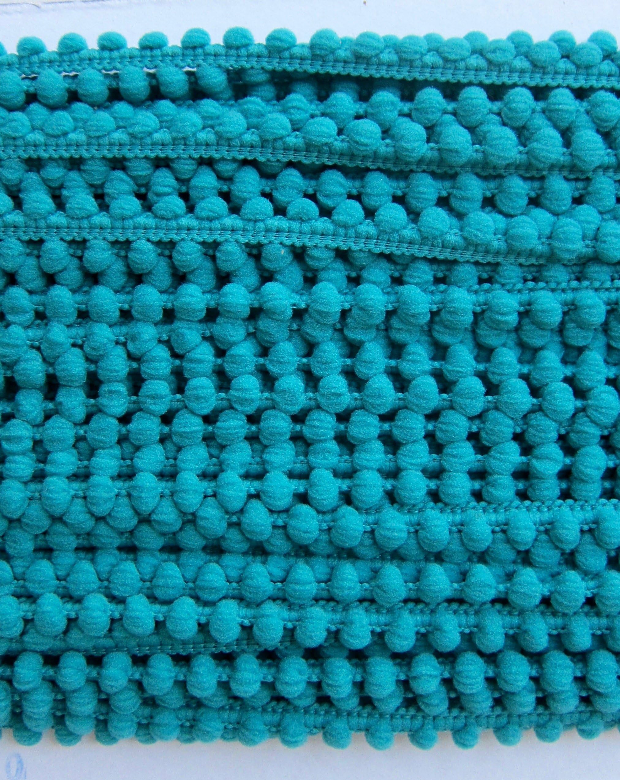 Turquoise Mini Pom Pom Fringe Very Small Pompom Ball Trim 1 cm W - 6 yards - Sewing Supplies
