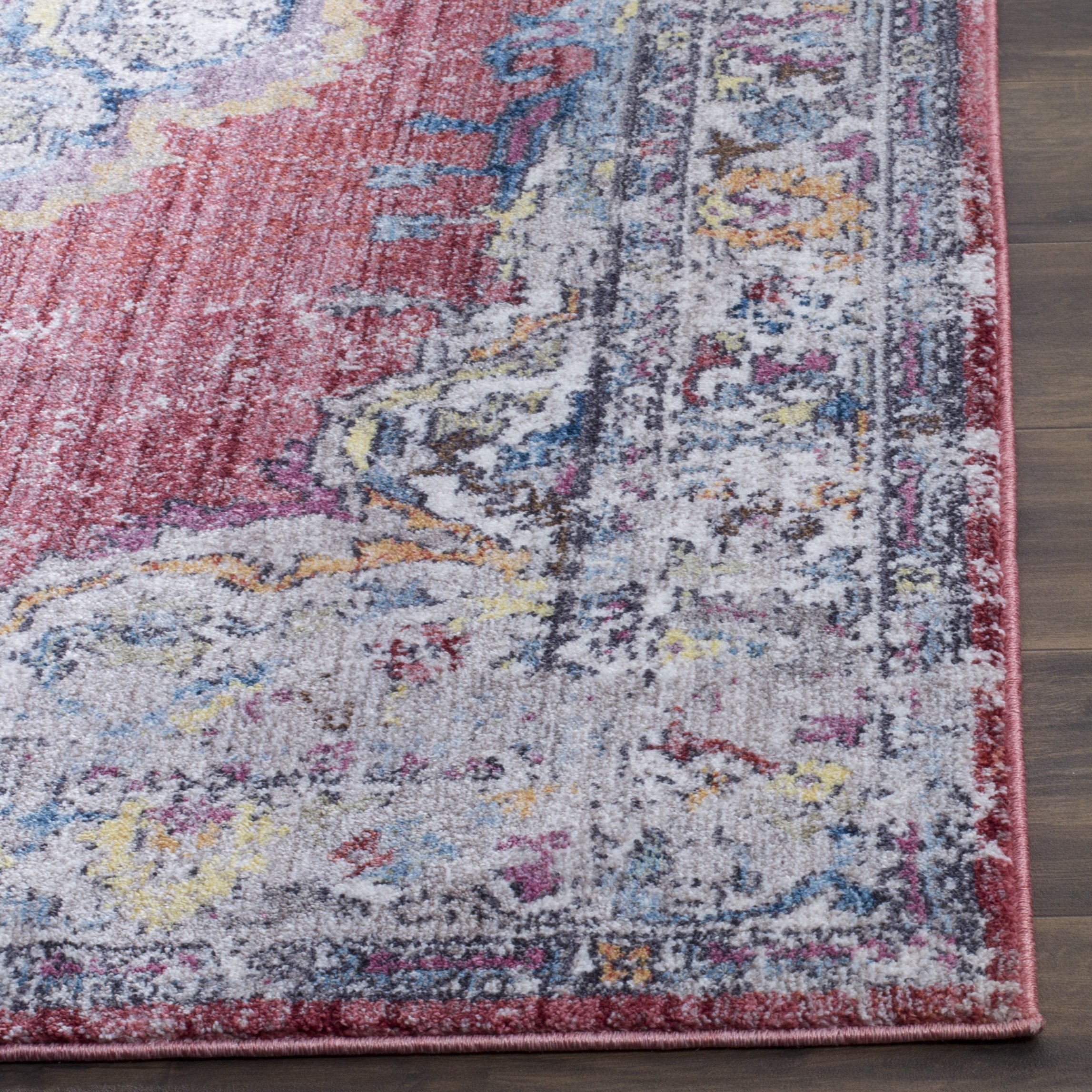 Safavieh Trendy New Transitional Indoor Woven Rectangle Area Rug, Bristol Collection, BTL343, in Fuchsia / Light Grey - Image 3