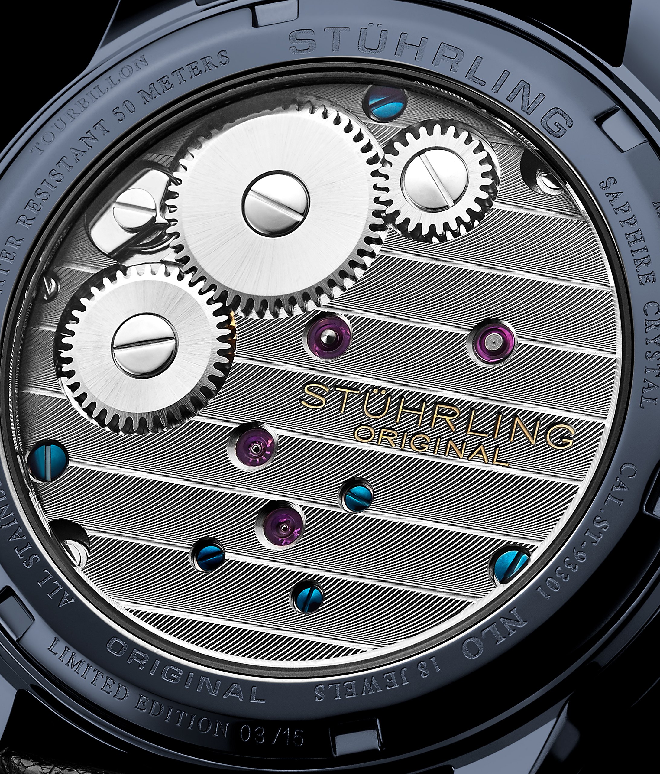 Stuhrling Original Mens Mechanical Tourbillon Watch Grey Meteorite