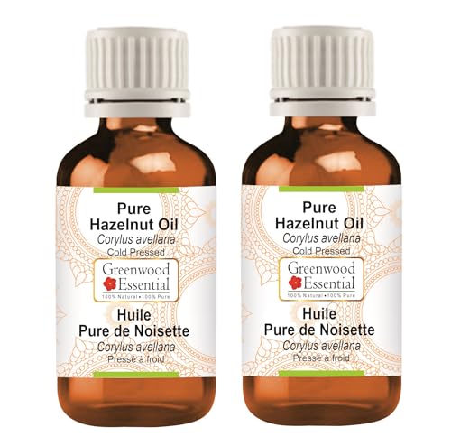 Image of Greenwood Essential Pure Hazelnut Oil (Corylus avellana) | Cold Pressed | Natural | Undiluted | For Diluting Essential Oils | For Skin & Massage | Men & Women | 100ml X 2
