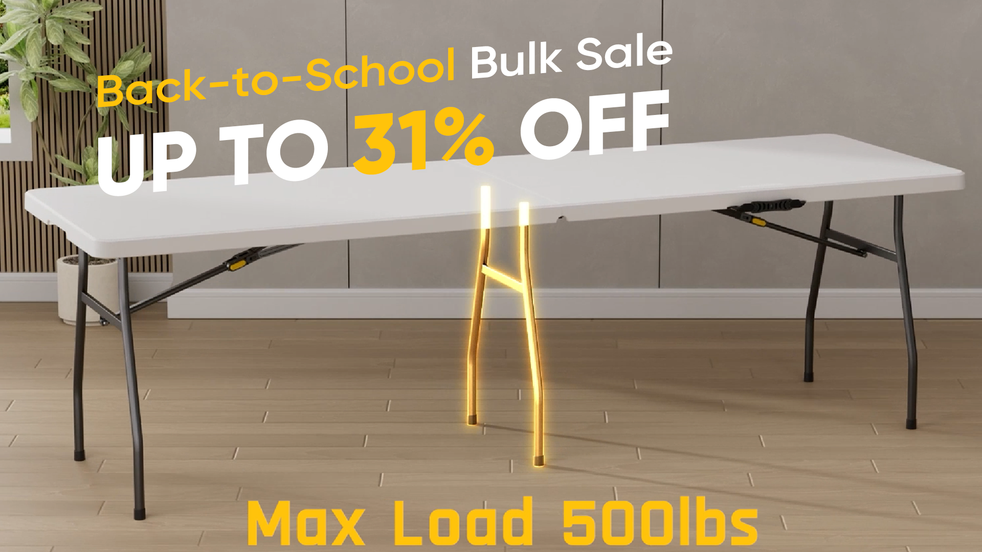 Amazon.com: FanttikOutdoor 8ft Folding Table with Six Legs, 500