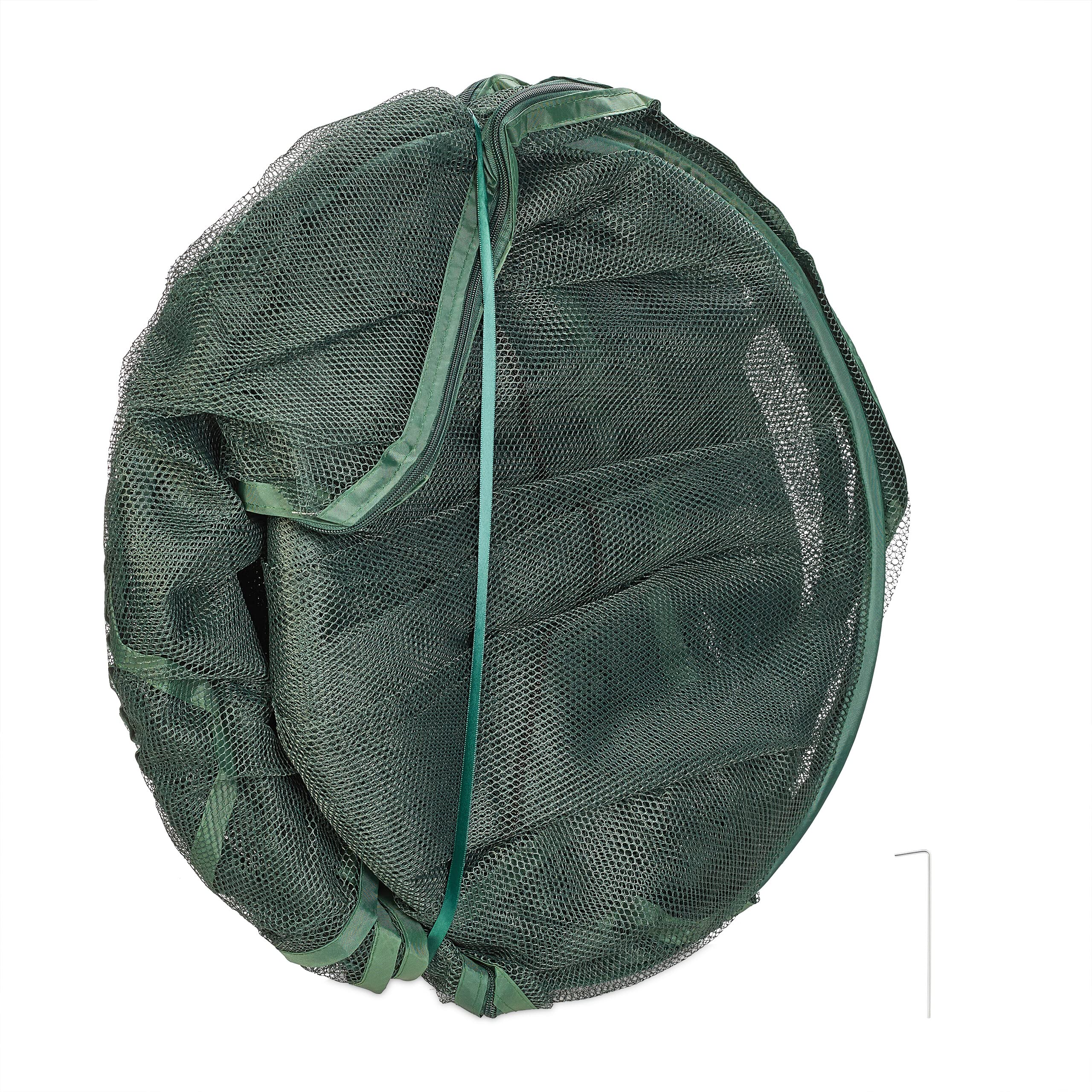 Relaxdays Tunnel de Croissance Pliable, système « Pop up », 3,5 m, Filet, pour légumes et Fraises, Vert foncé