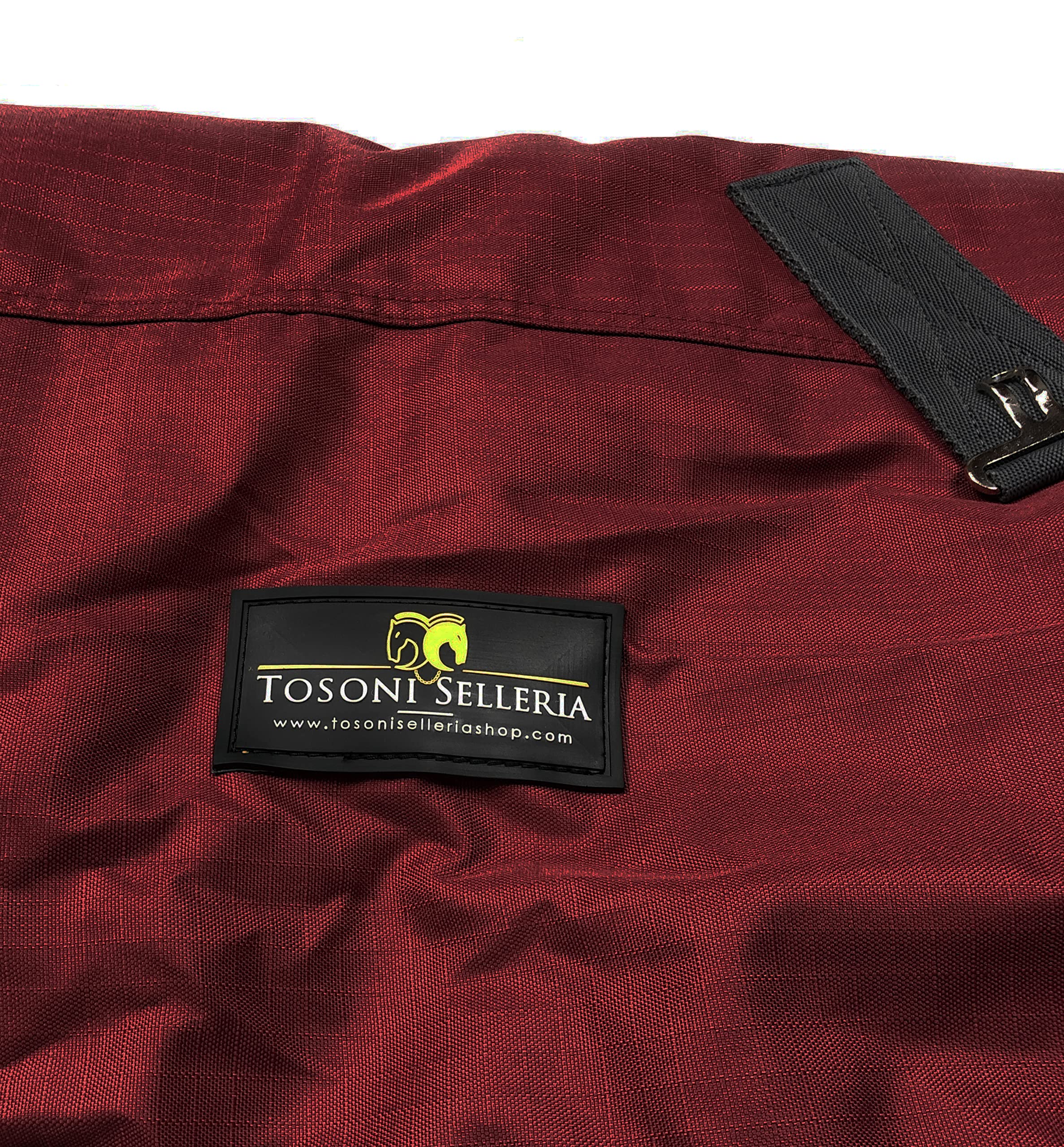Horses, Coperta da Paddock per Cavallo Turnout 200 gr, Impermeabile, Imbottita, Resistente, con Cinghie ad Incrocio, Bordeaux 145 cm