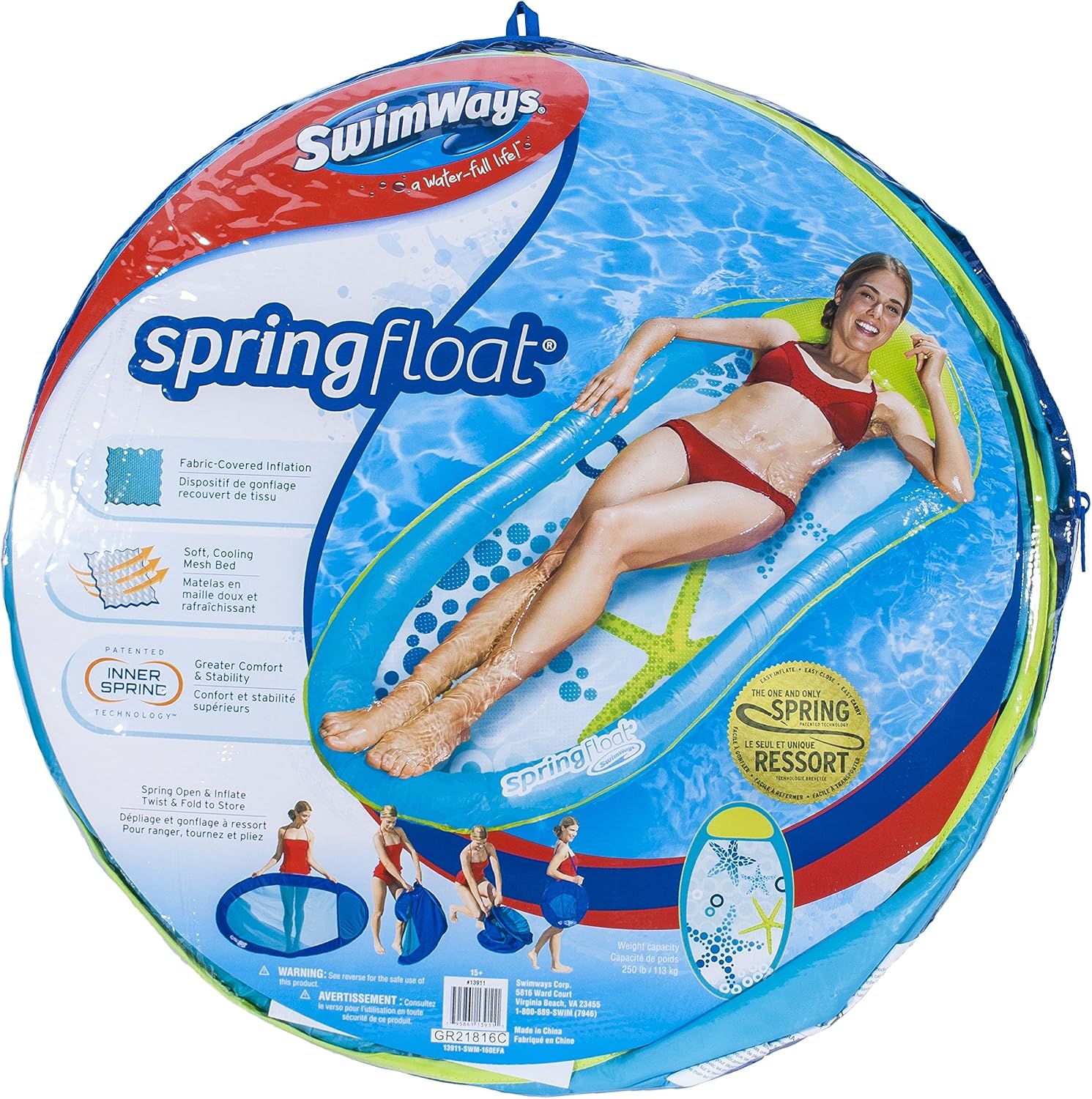Swimways Original Spring Float Pool Lounger, Starfish
