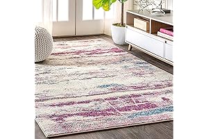 JONATHAN Y Area Rug Contemporary Modern Abstract Brushstroke Purple Pink Rug for...