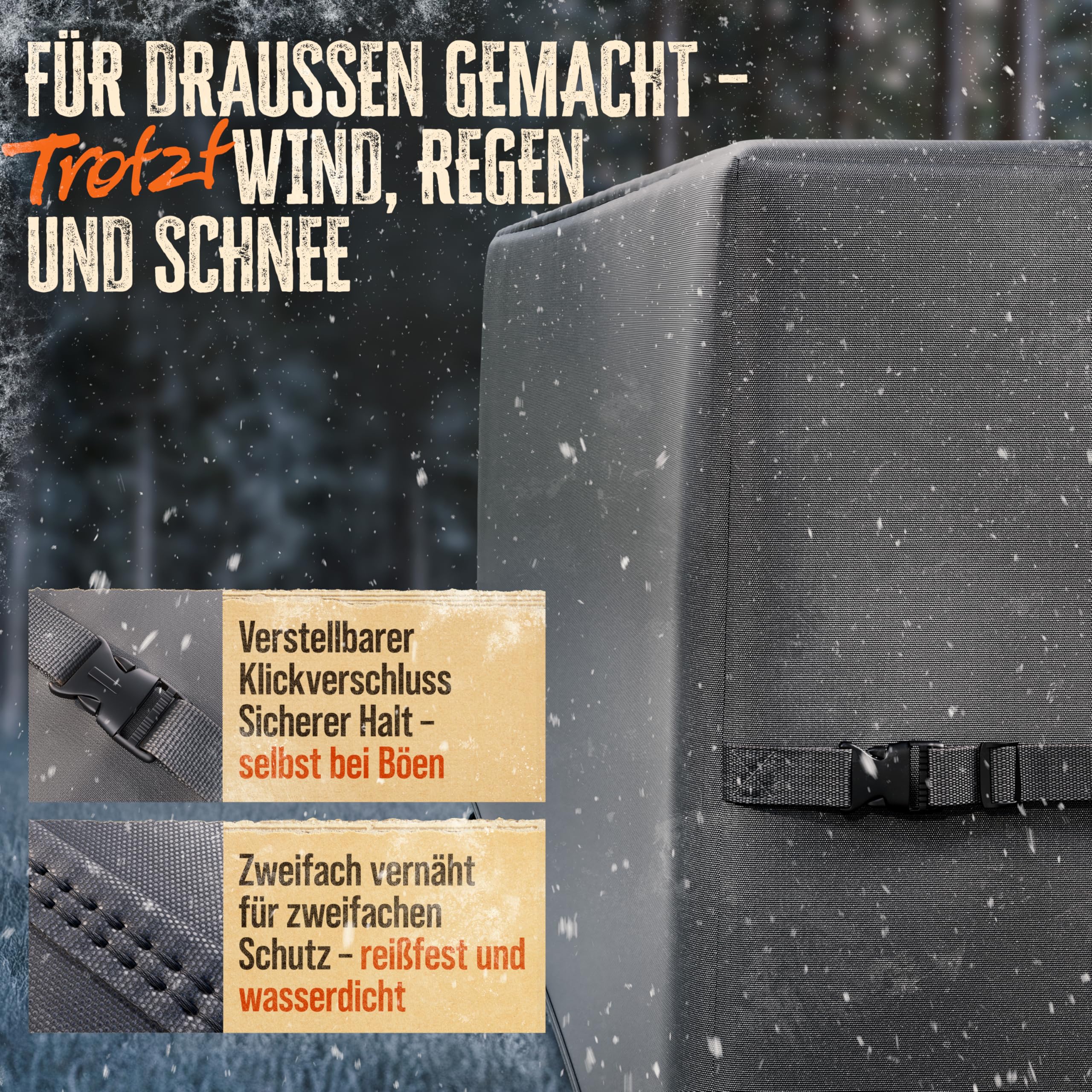 AMZBBQ® Premium Gartenmöbel Abdeckung – 280 x 205 x 100 cm – 100% wasserdichte Abdeckplane, Winterfeste Abdeckhaube für Gartentisch & Stühle, Wetterfeste & UV-beständige Schutzhülle, reißfeste Plane