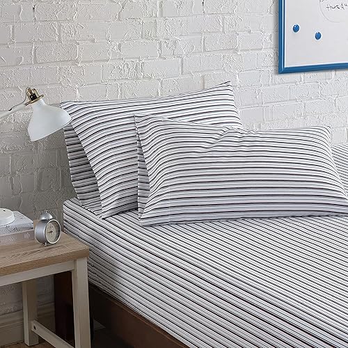 Miniatura 10 de Nautica - Juego de sábanas matrimoniales, juego de sábanas bajeras y fundas de almohada de bolsillo profundo, decoración informal para el hogar,