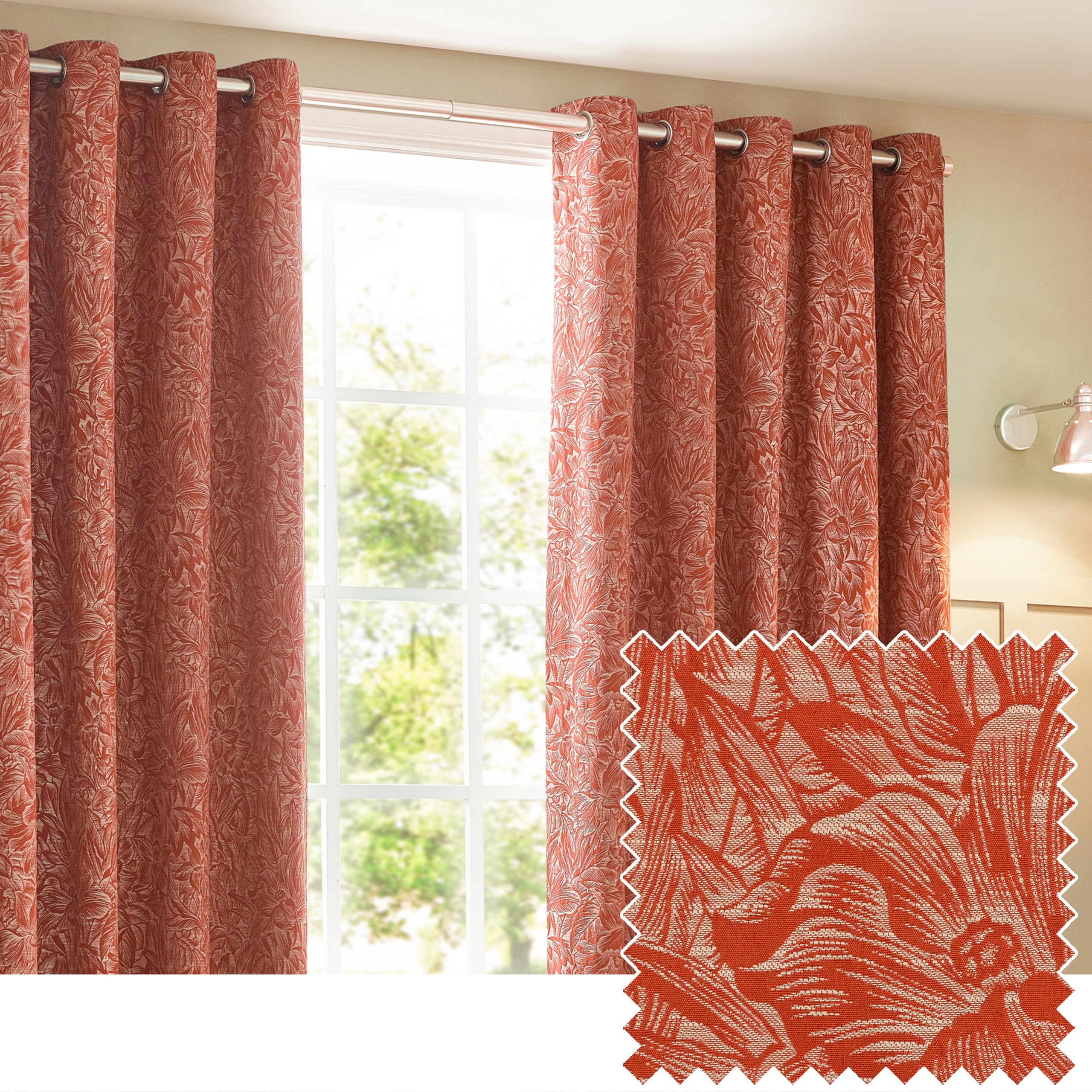 Furn. Brick Wylder Nature Grantley Jacquard Eyelet Curtains