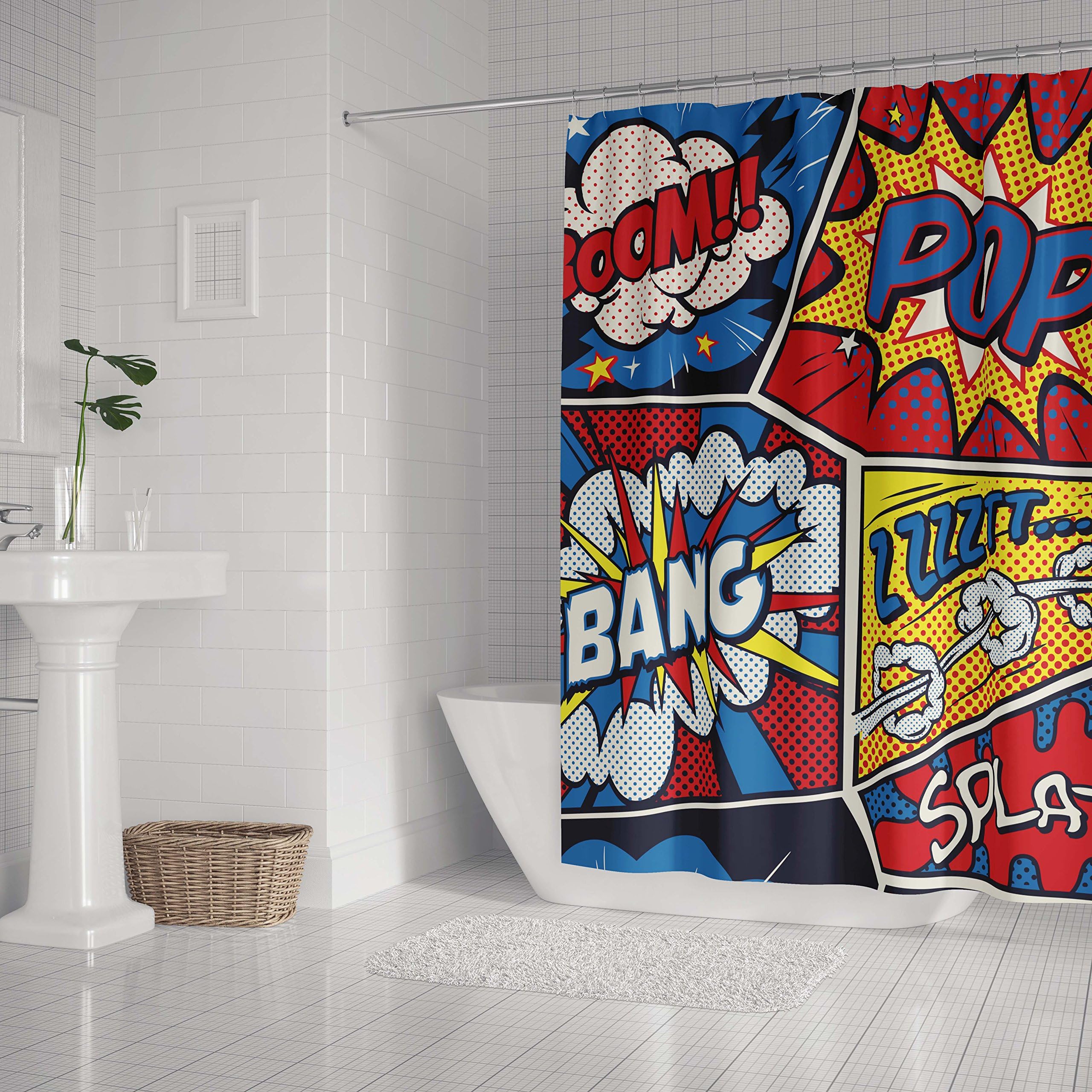Vantaso LifeCustomize Colorful Pop Art Retro Comic Shower Curtain 60x72 Inch Polyester Waterproof Bathroom Curtain with Hooks