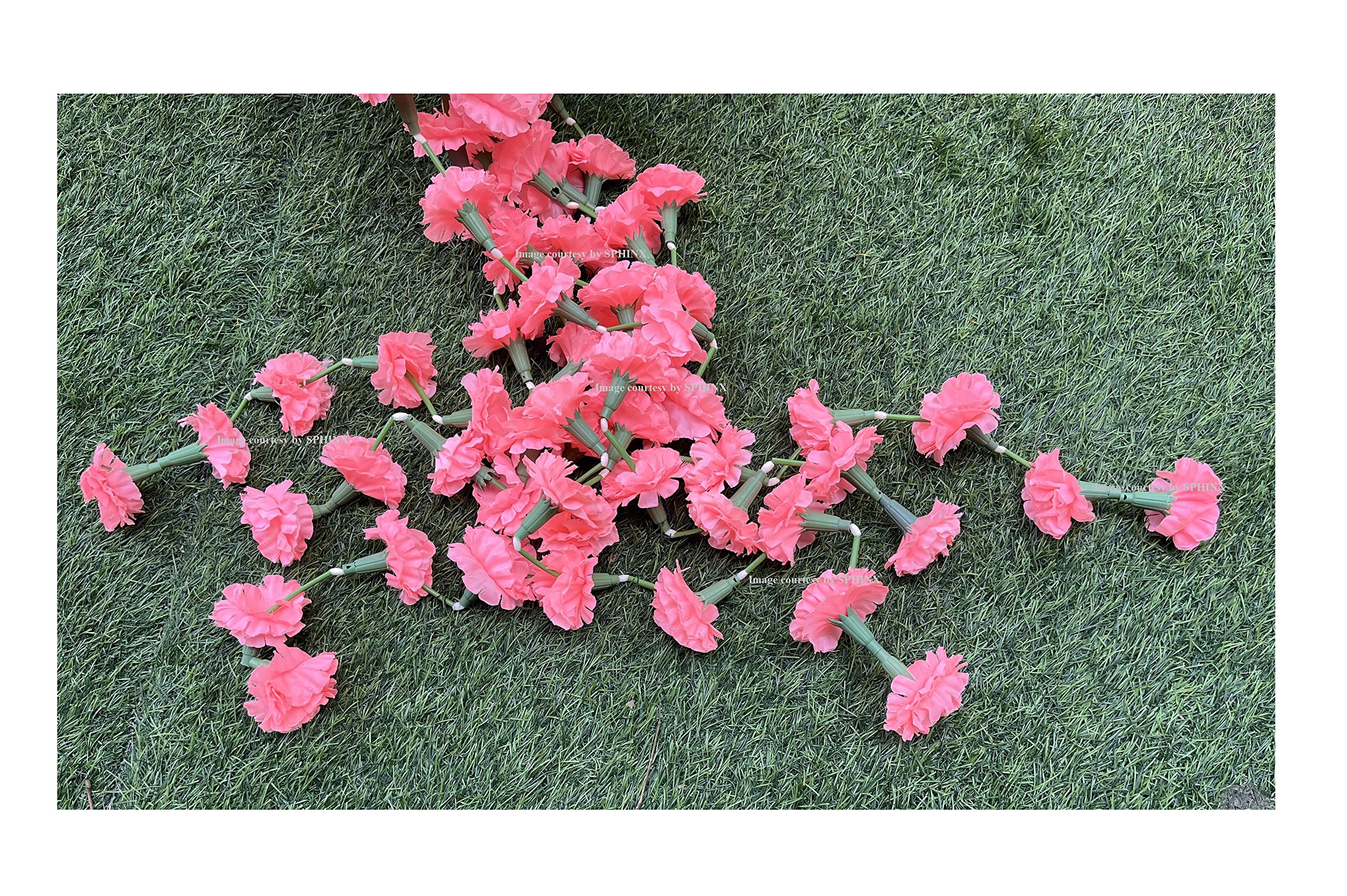 SPHINX Re-usable Traditional Artificial marigold flowers fabric garlands for Festive Pooja Wedding Housewarming Diwali Decorations (Approx 5.5 ft) - (Baby Pink (18Fg-Light), 24 Pieces)