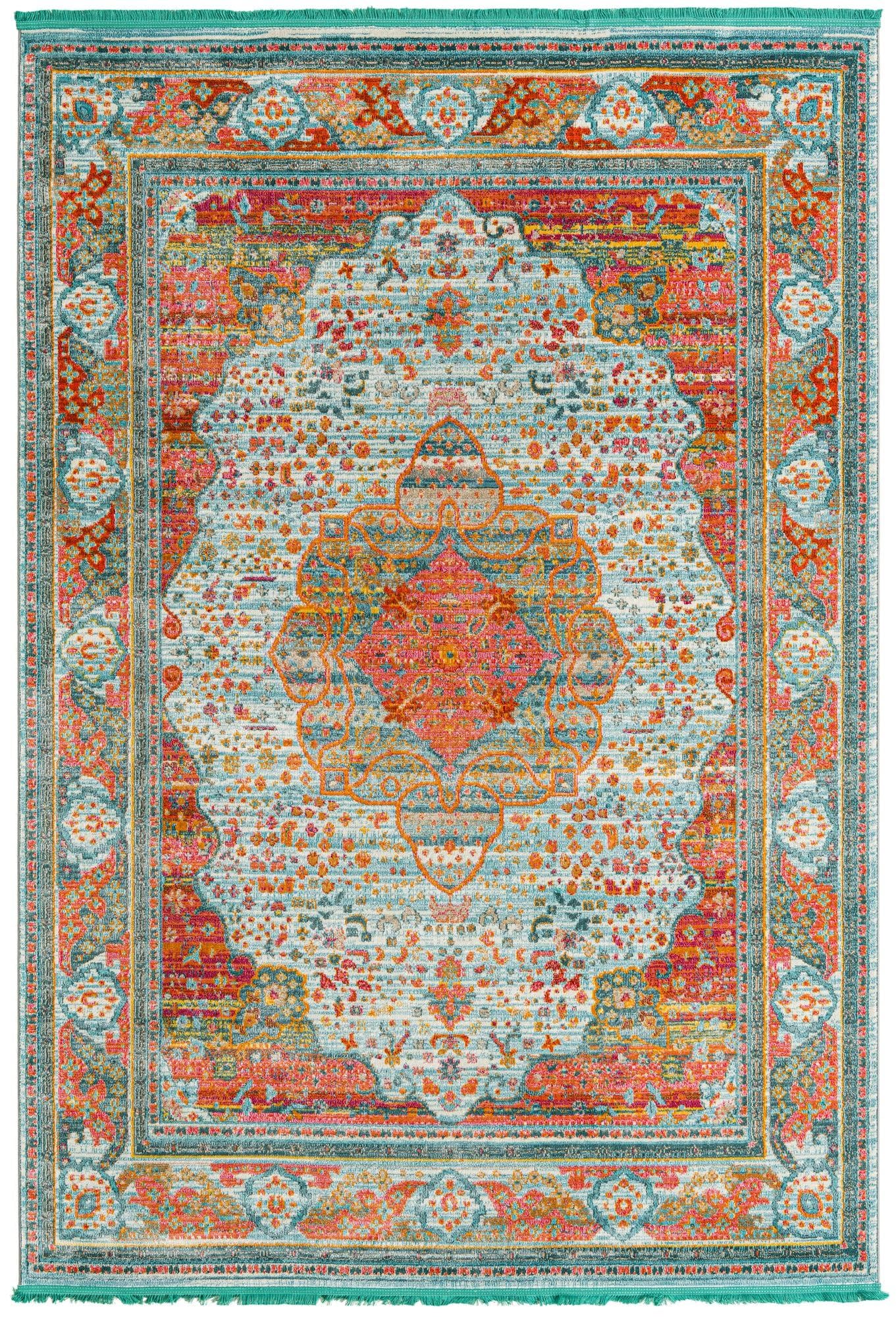 Unique Loom Baracoa Collection Area Rug - Malecon (7' 1" X 10' Rectangle Light Blue/Orange