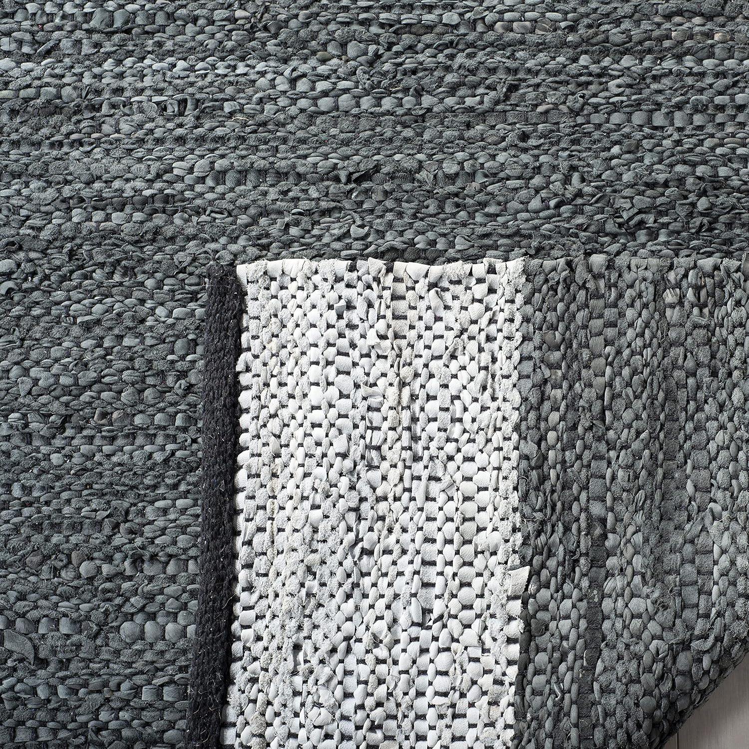 SAFAVIEH Vintage Leather Collection Runner Rug - 2'3" x 9', Grey & Silver, Handmade Stripe Leather & Cotton, Ideal for High Traffic Areas in Living Room, Bedroom (VTL201A)