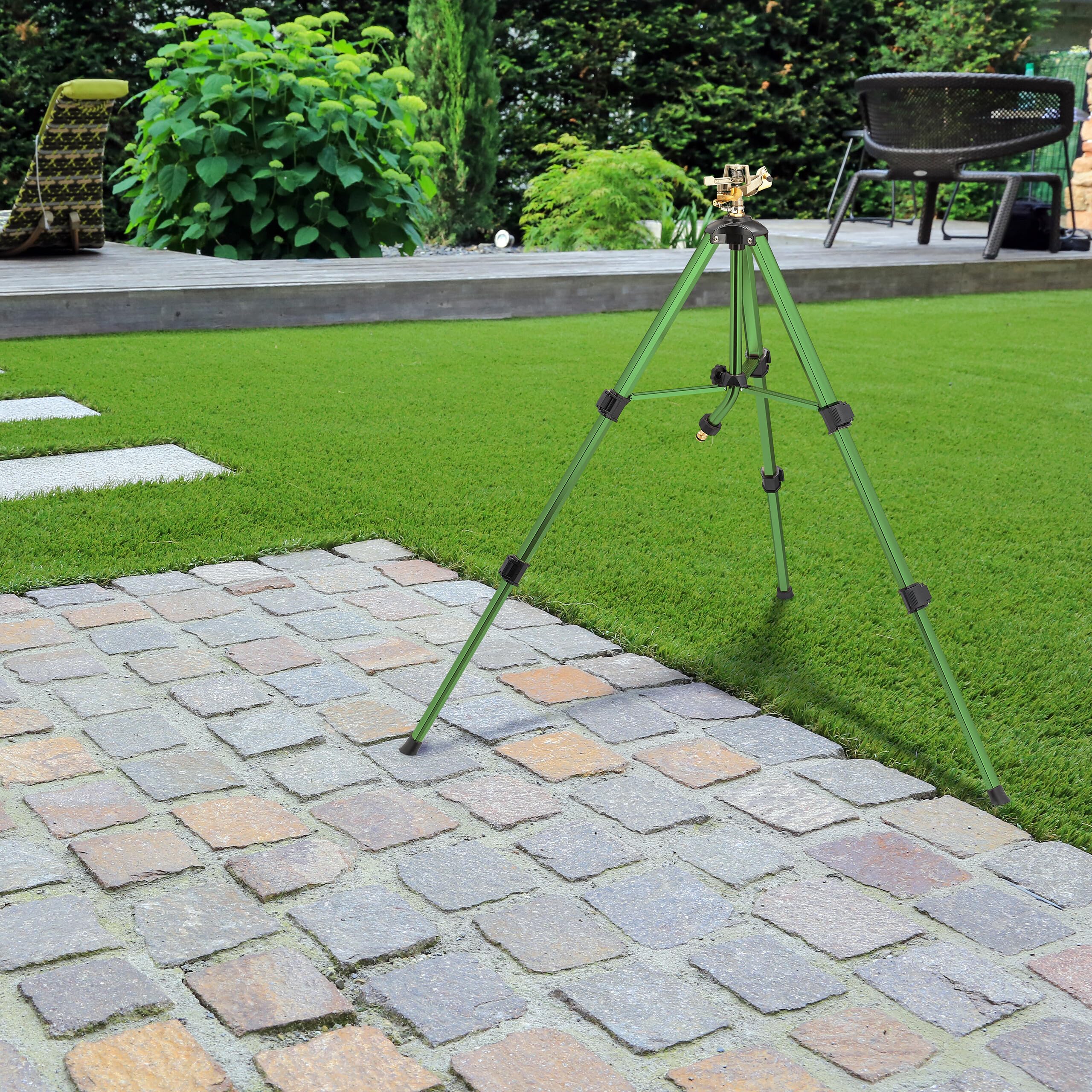 Relaxdays Irrigatore da Giardino, Gittata di 9 m, Angolo di Irrigazione da 0-360° Innaffiatore a Settore, Verde Nero
