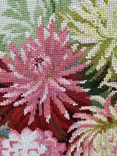 Miniatura 7 de RiolisJuego 14Count Dahlias de punto de cruz, diseño de Kit, 17.75x 17.75"