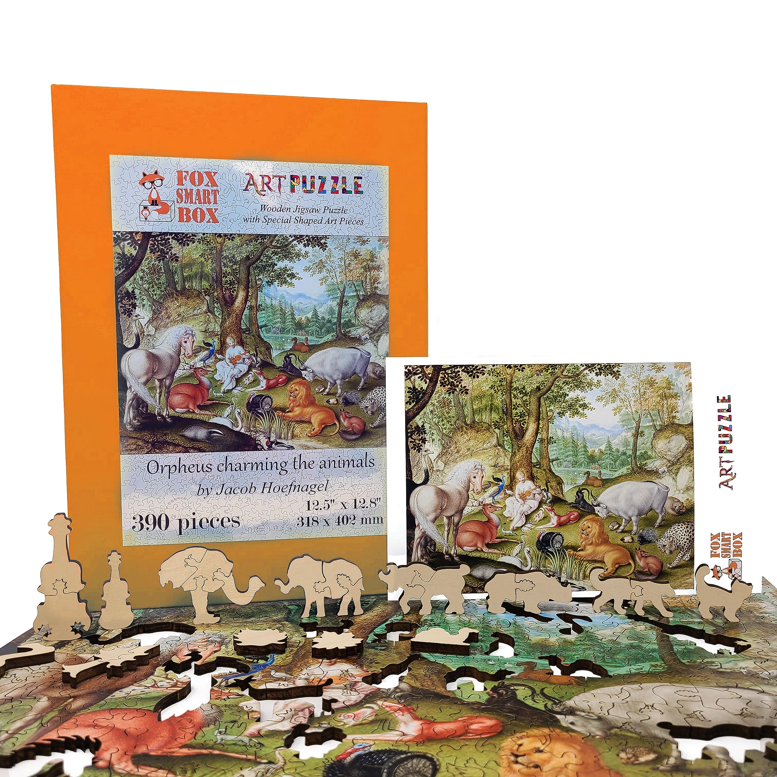 FoxSmartBox - Puzzle in legno per adulti, forma unica, 390 pezzi, motivo: Orfeo, 390 pezzi